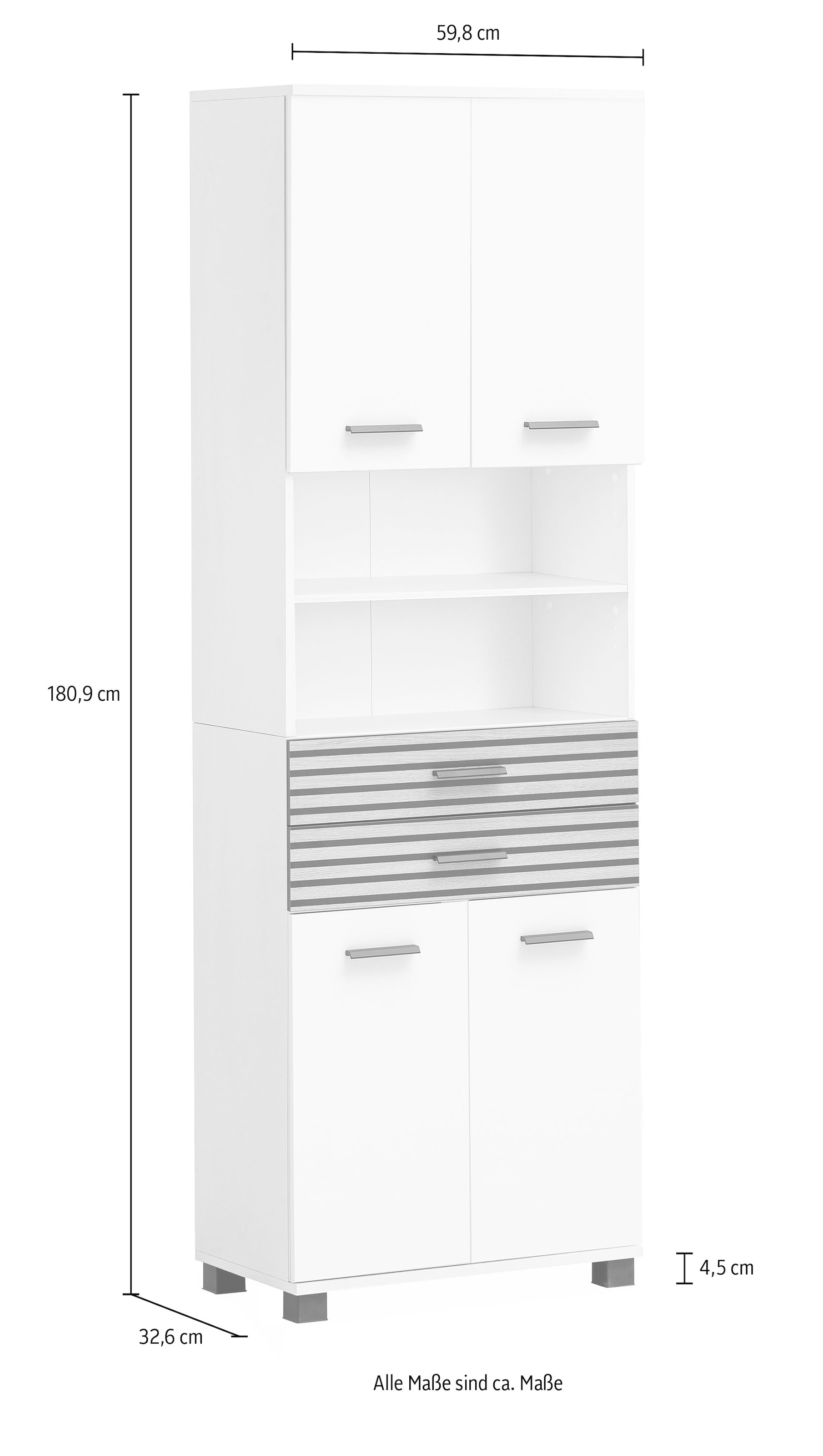 welltime Armoire haute »Katta, Breite 59 cm« Schubladenfronten mit Akustikprint