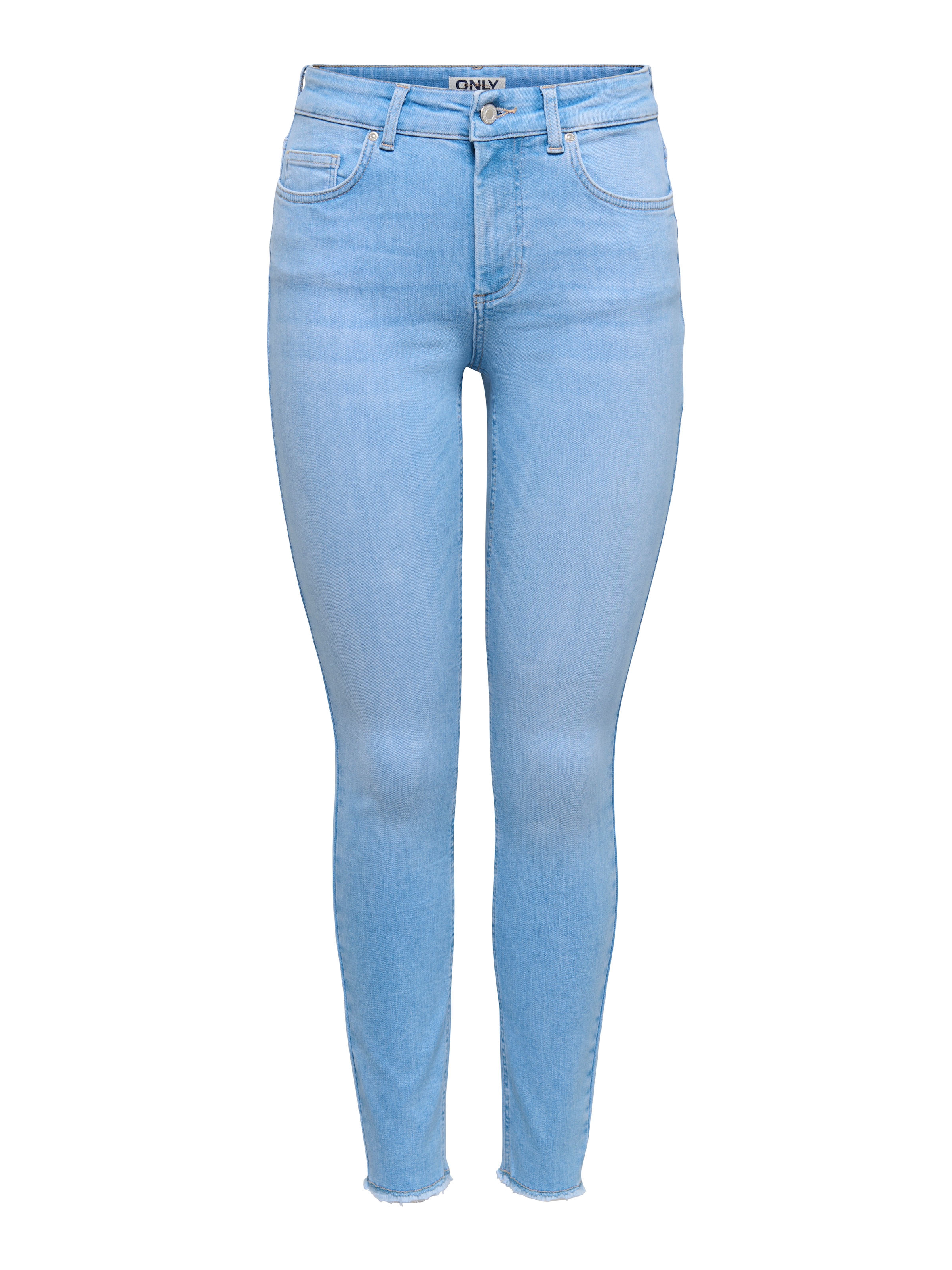 ONLY Jeans skinny »ONLBLUSH MID SK ANK RW DNM REA130 NOOS« hohe Taille, Bleach Wash für einen Faded-Look, ausgefranster Saum