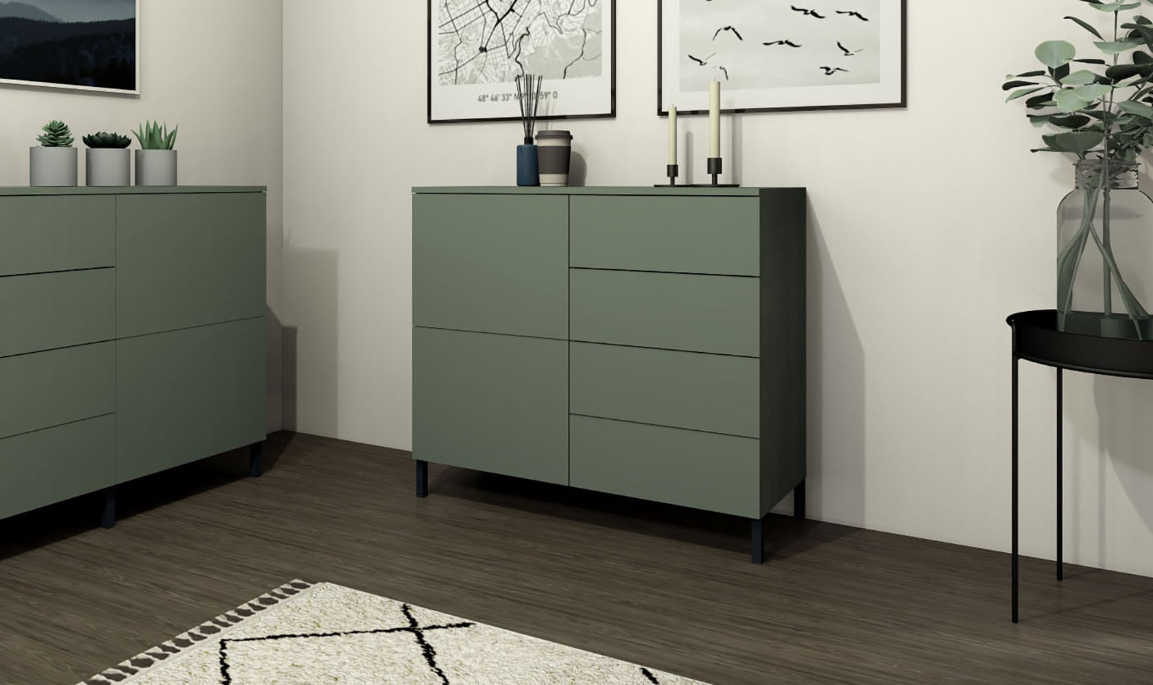 borchardt Möbel Commode »Haama, modern, grifflos, Metallfüsse, praktisch,  2 Türen« Push-To-Open, verstellbare Einlegeböden, viel Stauraum, Breite 93cm