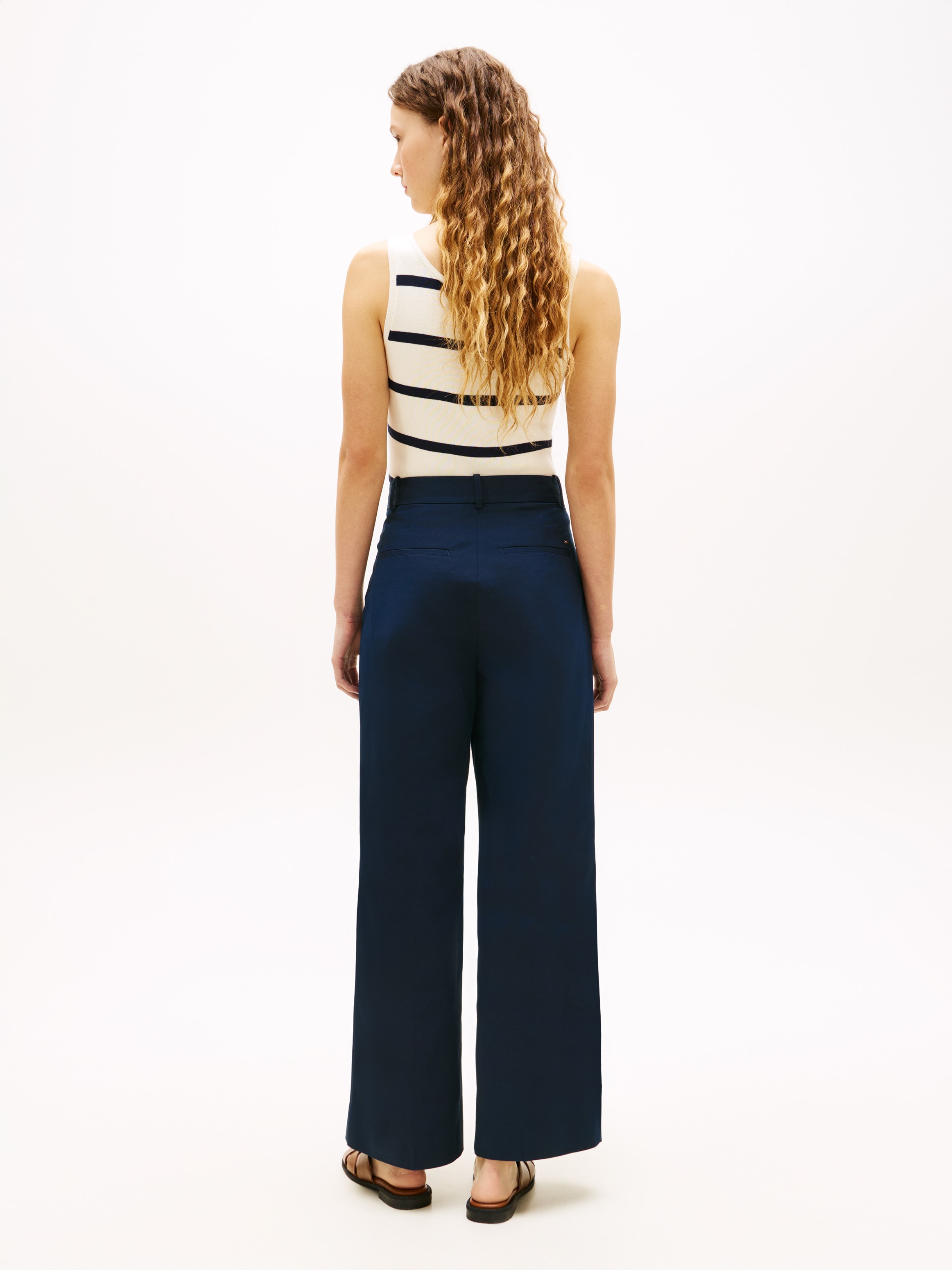 Tommy Hilfiger Chinohose »PREPPY COTTON WIDE LEG CHINO«  mit Bügelfalten, Mid Rise