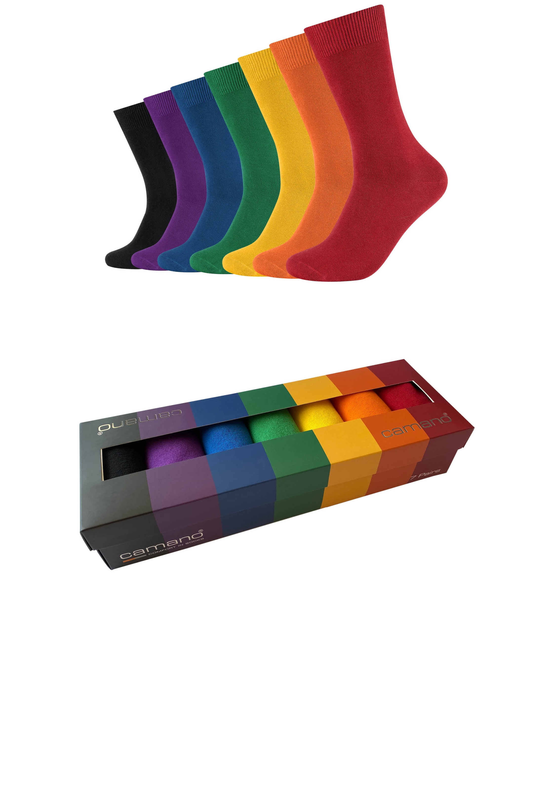 Camano Chaussettes »comfort« 7 Paar,  in langer Form, mit Geschenkbox
