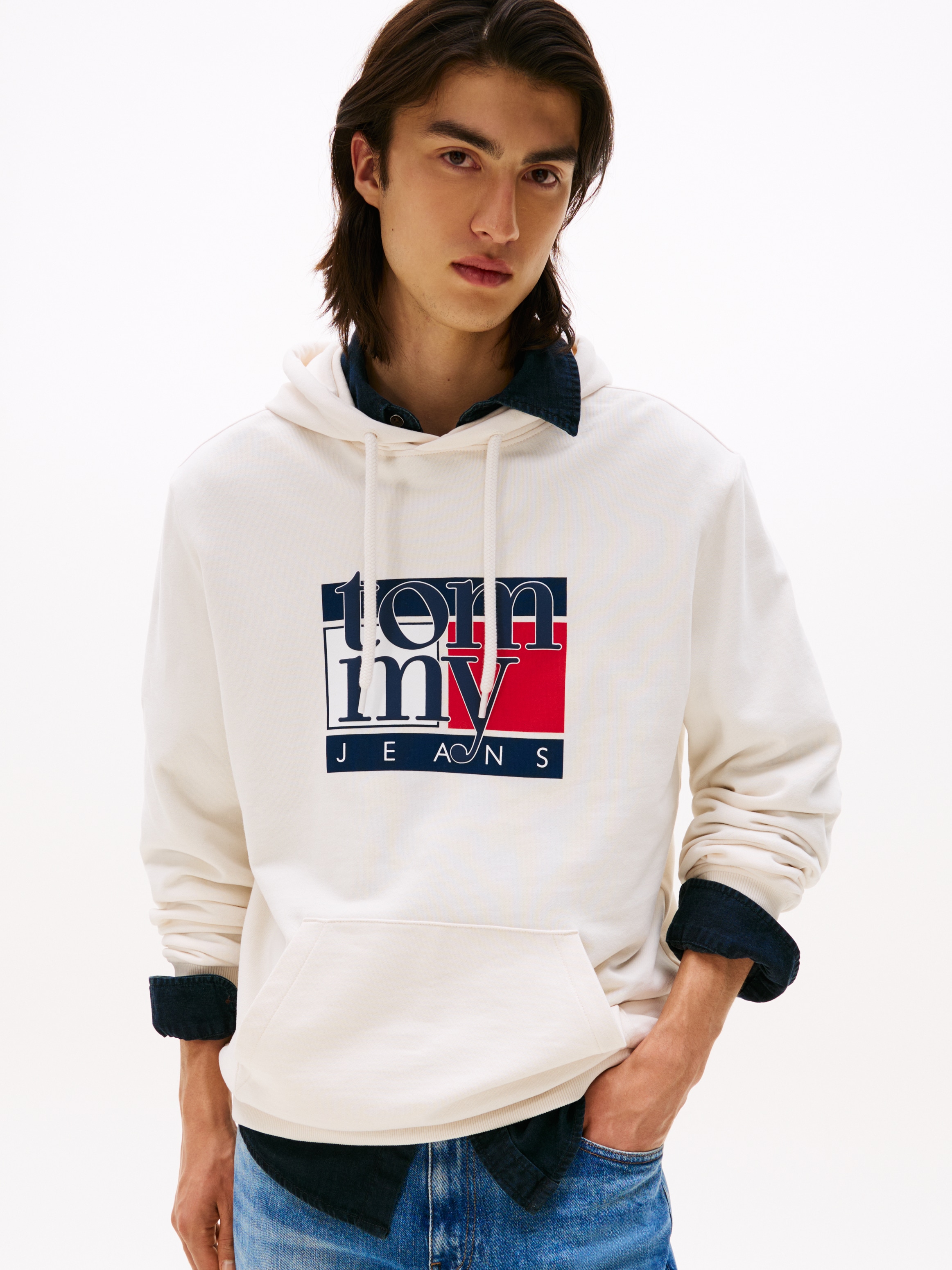 Tommy Jeans Hoodie »TJM RWB FLAG«, Regular Fit, Sweatshirt, mehrfarbiger Print
