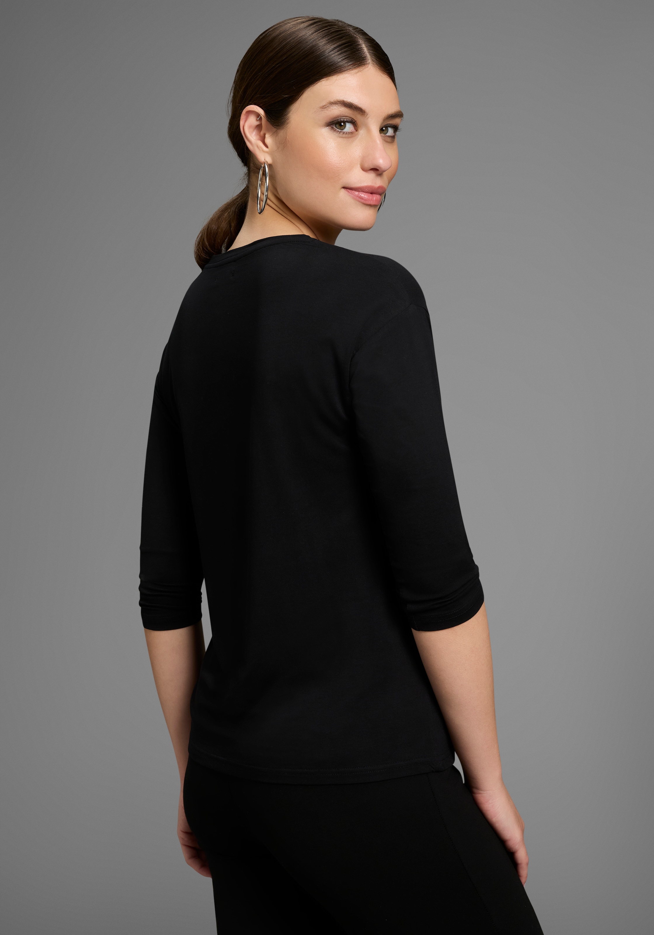 Bruno Banani T-shirt à manches 3/4 mit Foil-Print und Glitzersteinen - NEUE KOLLEKTION