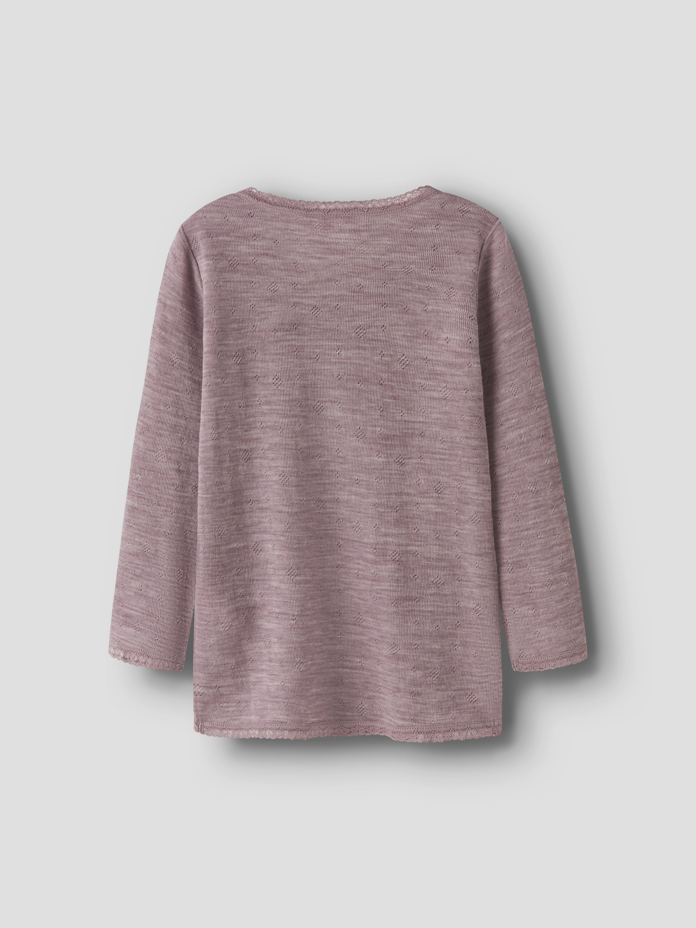 Name It T-shirt à manches longues »NMFWANG WOOL NEEDLE LS TOP SOLID NOOS« en pure laine mérinos