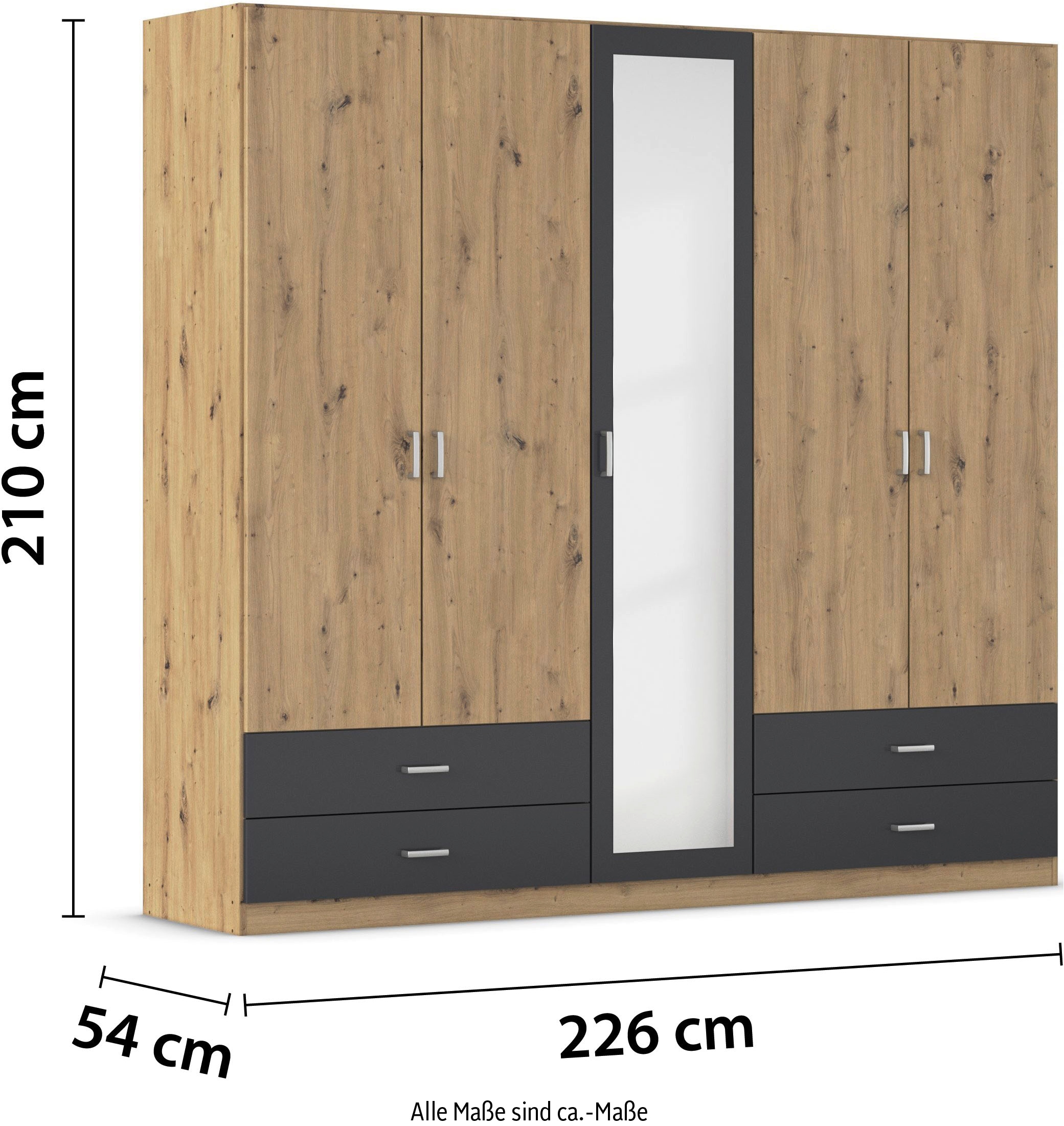 rauch Armoire à portes battantes »Kleiderschrank Schrank Garderobe Wäscheschrank BORBONA« Largeurs 226/271 cm, hauteur 210 cm,  disponible en 2 largeurs, avec miroir et de nombreuses combinaisons de couleurs FABRIQUÉ EN ALLEMAGNE