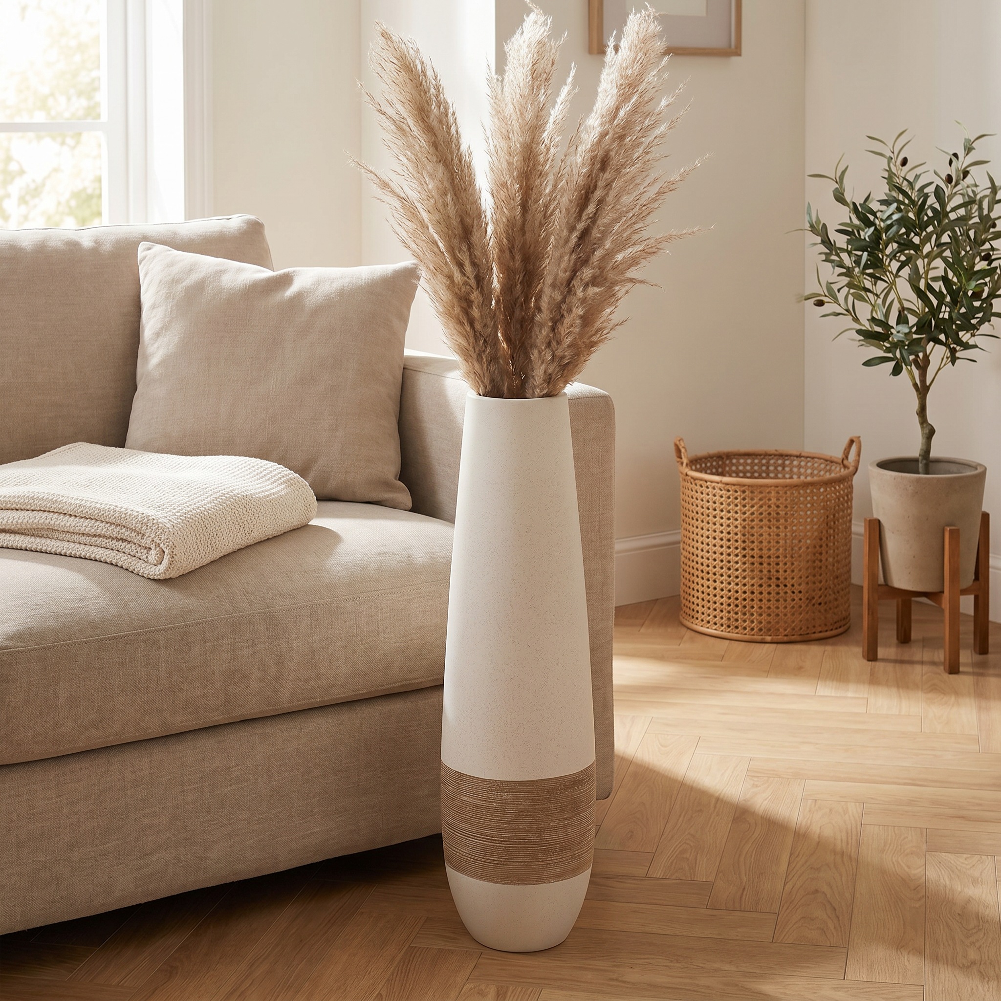 GILDE Vase de sol »Vase Olbia creme H. 66 cm«