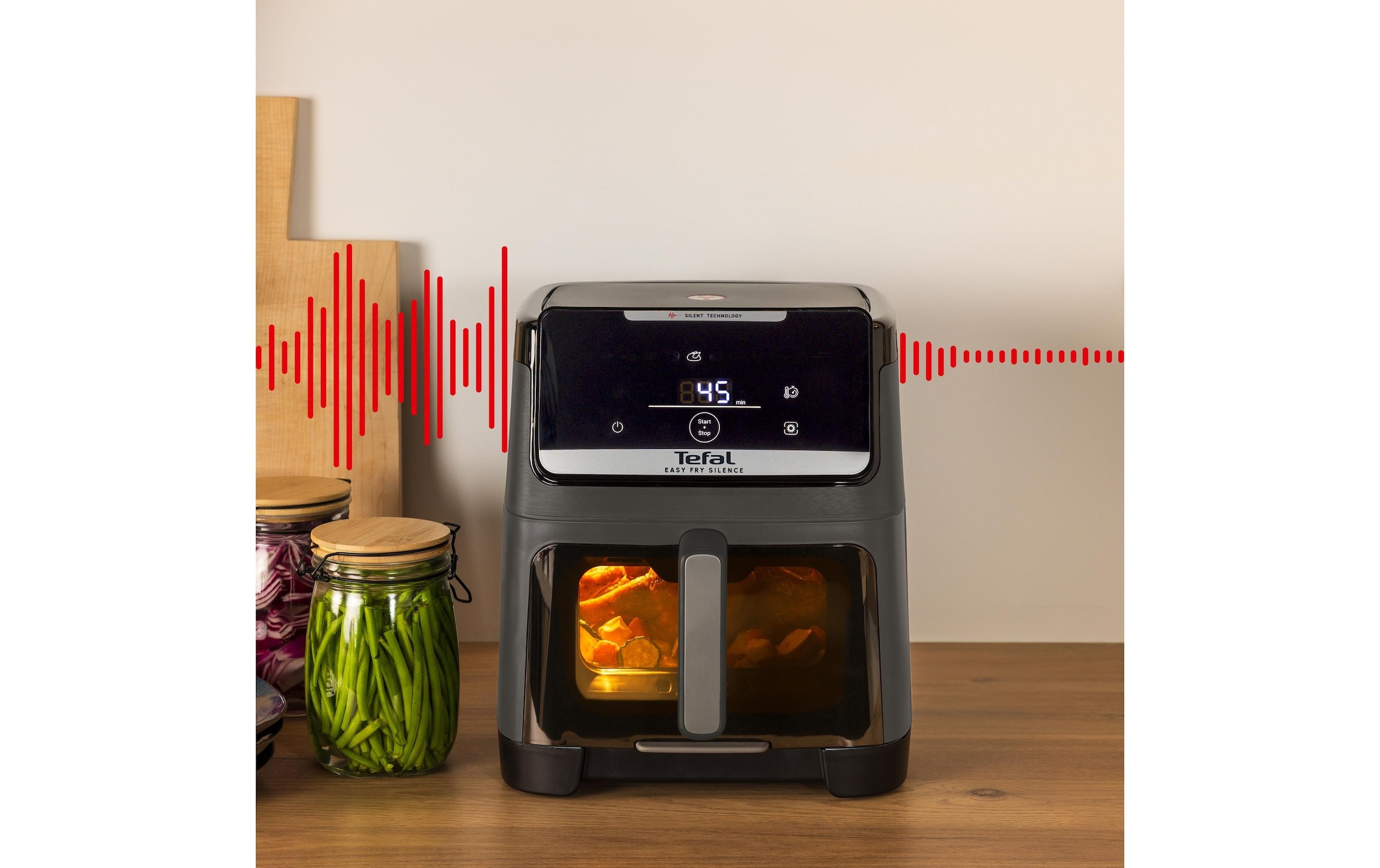 Tefal Heissluftfritteuse »Easy Fry Silence XXL« 1800 W 10 Programme, Sichtfenster, Rezepte in der My Tefal App, EY846H