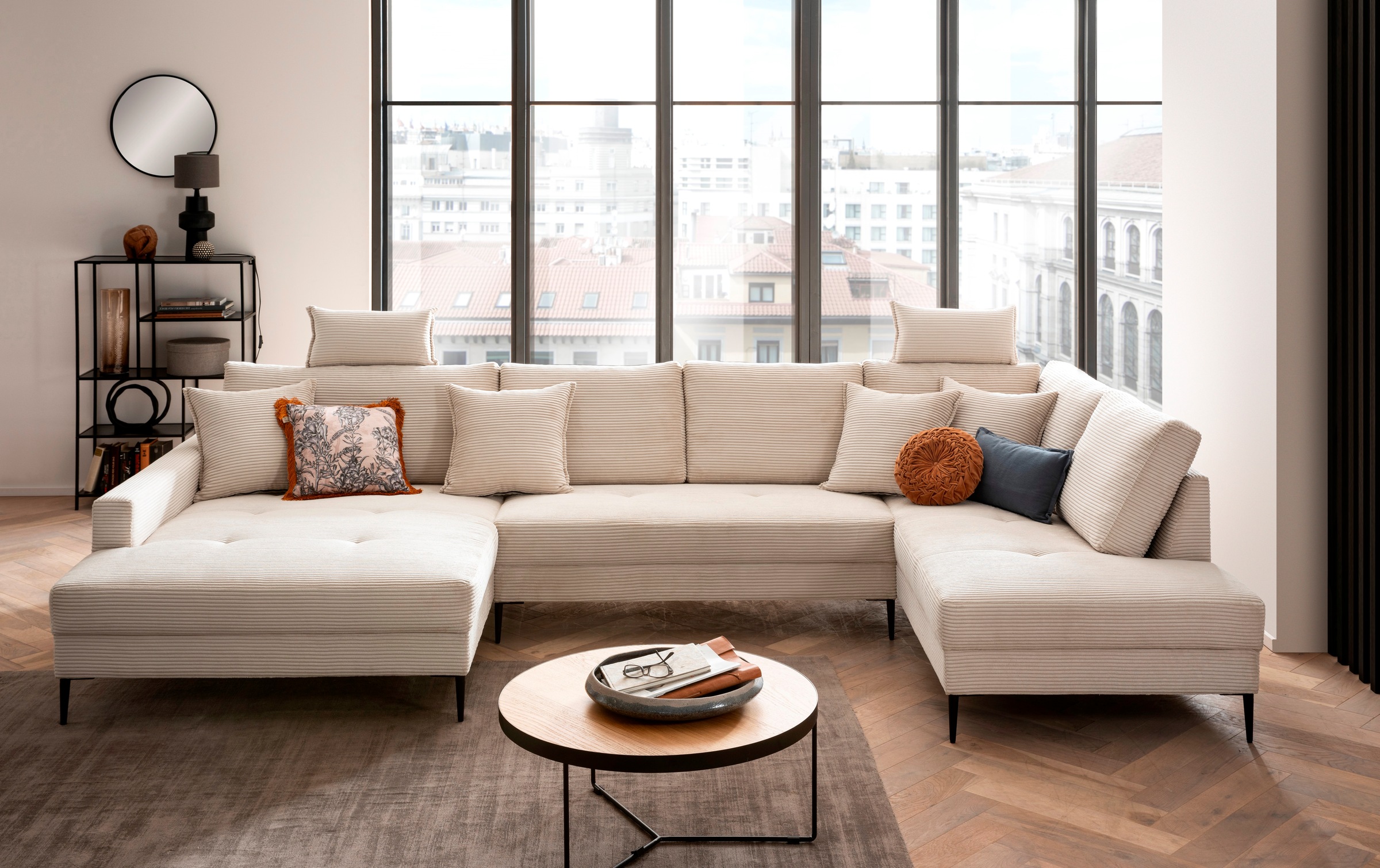 Trends by HG Canapé d'angle »Summer« in Cord-Stoff mit Metallfuss