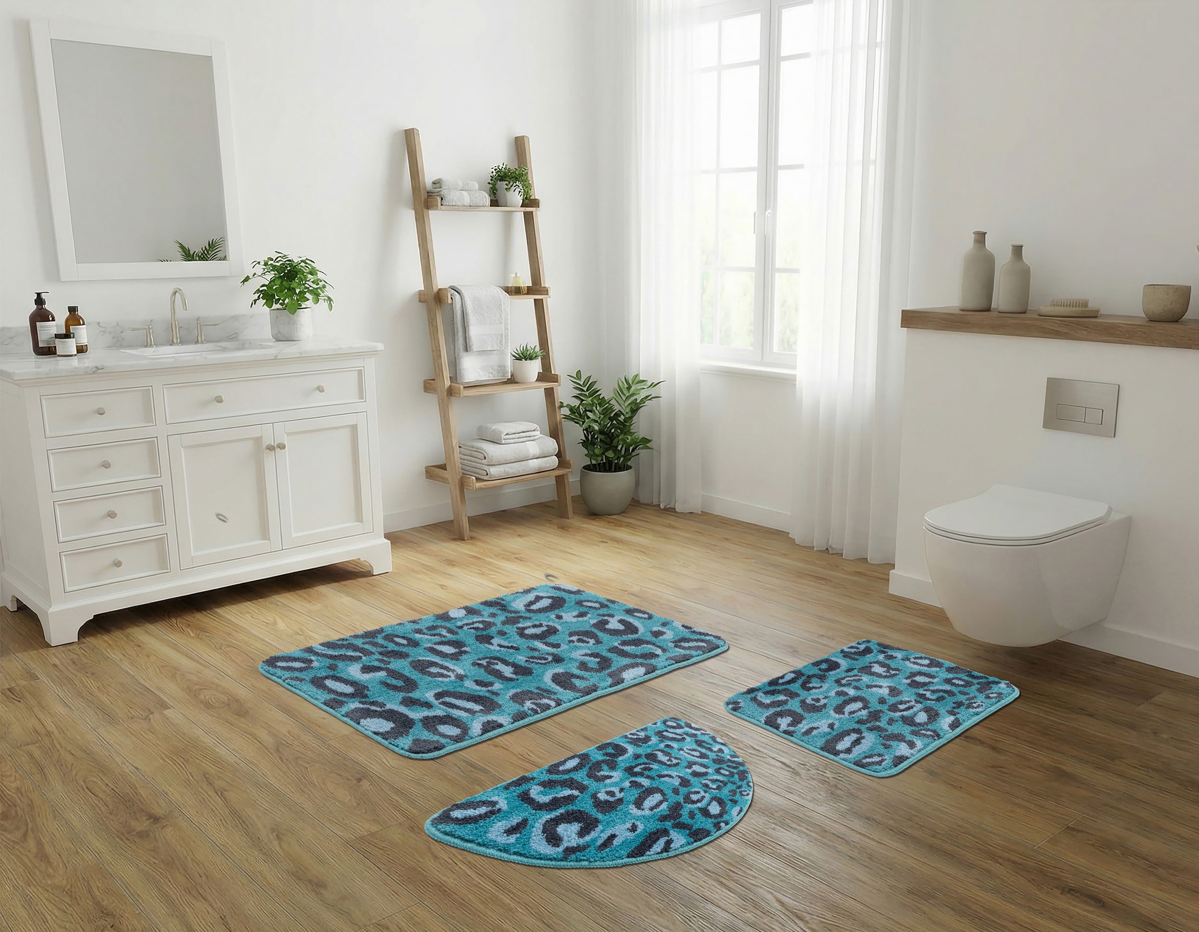 GOODproduct Tapis de bain »Regona Leo, Badvorleger, Badezimmer Teppich, Duschvorleger« Höhe 10 mm revêtement antidérapant Séchage rapide | compatible chauffage au sol motif léopard, imprimé animal, moderne