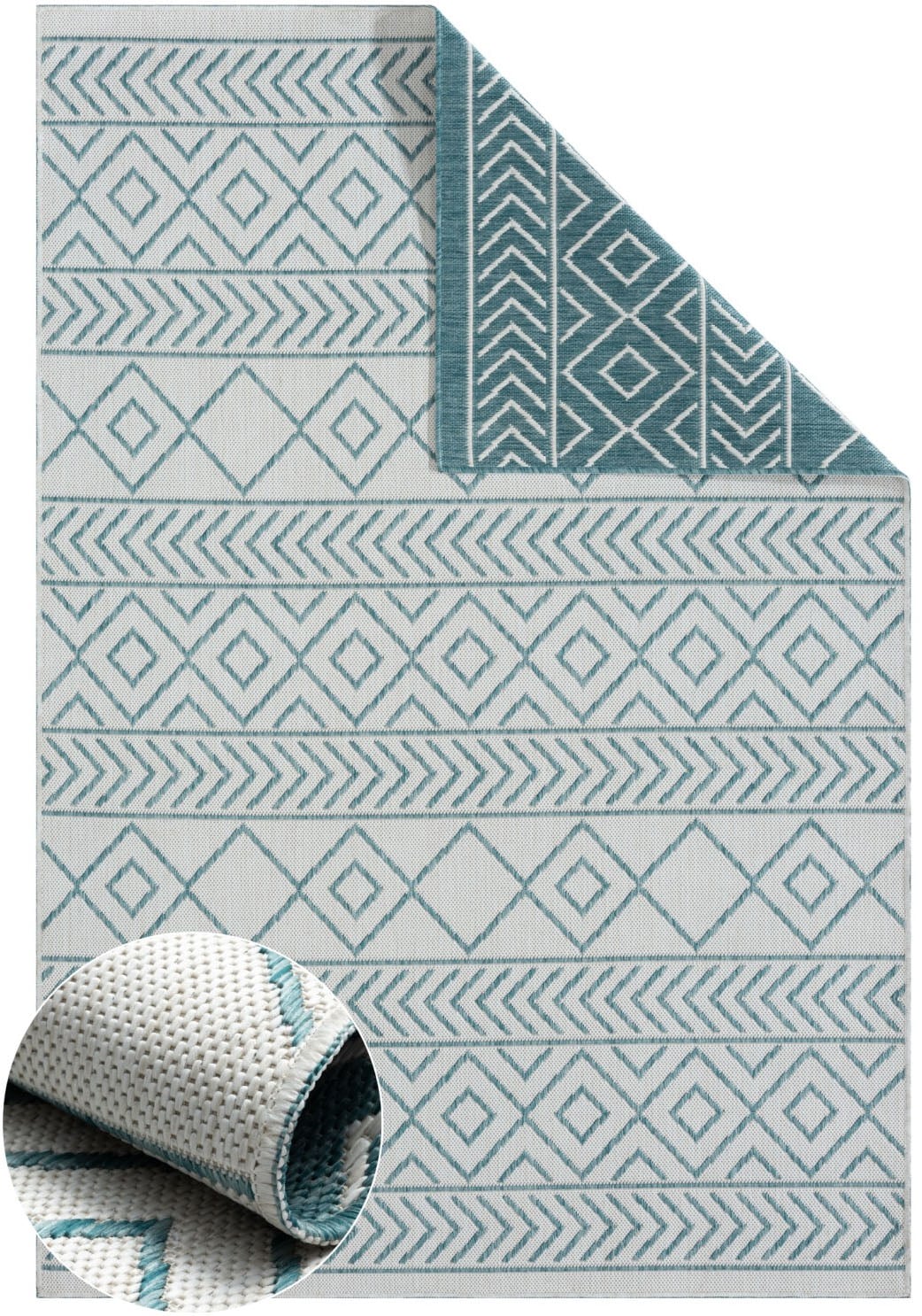 Myflair Möbel & Accessoires Teppich »Liva, LAGERRÄUMUNG!« rechteckig 8 mm Höhe Wendeteppich, Rauten Motiv, Outdoor geeignet, Balkon, Terrasse