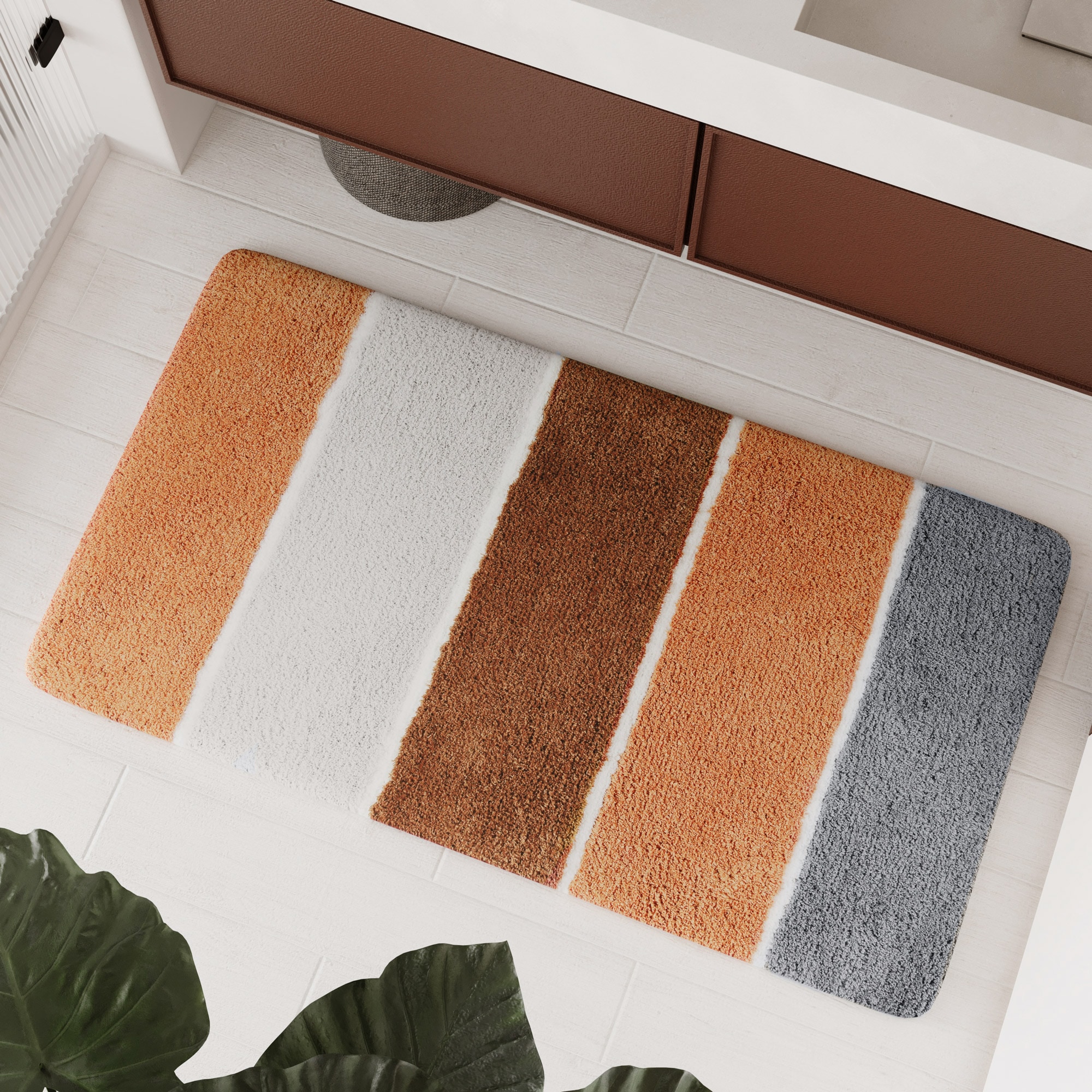 Homie Living Tapis de bain »Rio Marina« Höhe 30 mm flauschiger Badteppich, modern gestreift, waschbar, Badezimmerteppich