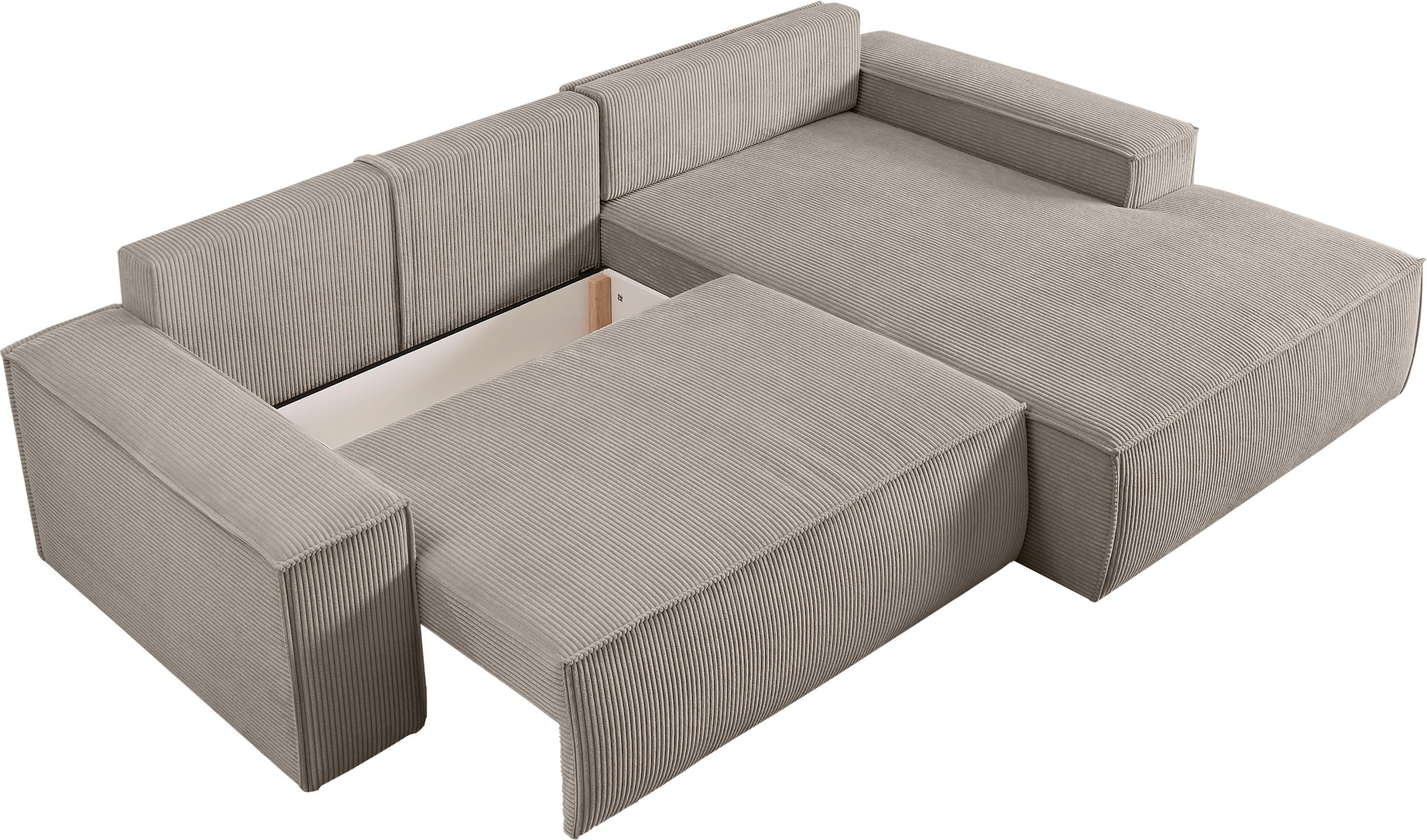 Home affaire Ecksofa »SHERWOOD L-Form, 267 cm - OTTO. Verlässliche Qualität.« Schlaffunktion mit Bettkasten (210x136 cm), Cord, Vintage, Samtvelours