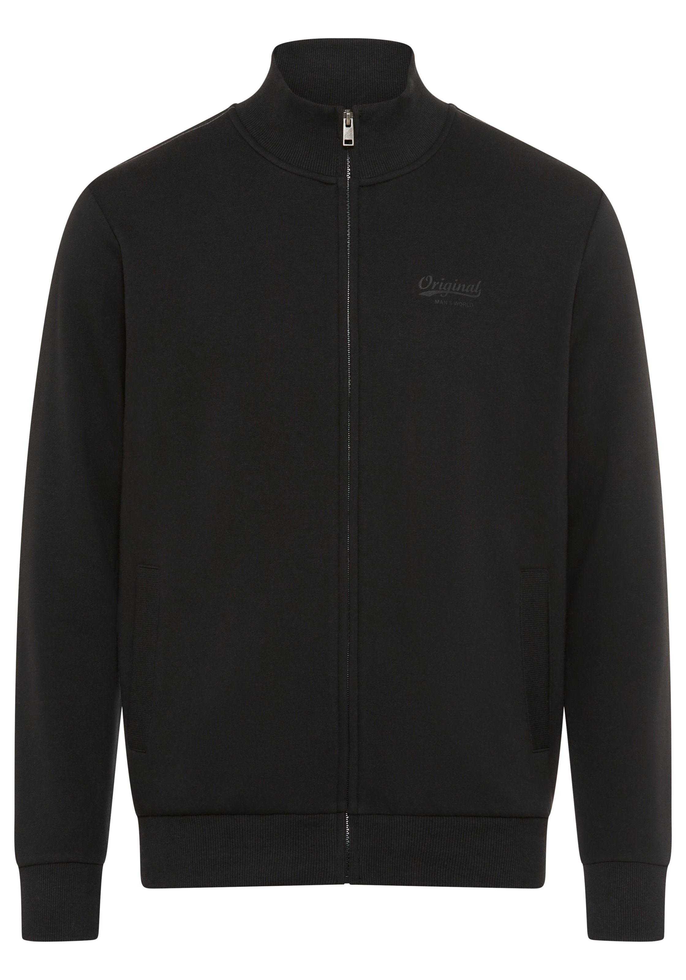 Man's World Sweatjacke Stehkragen und dezentem Logodruck