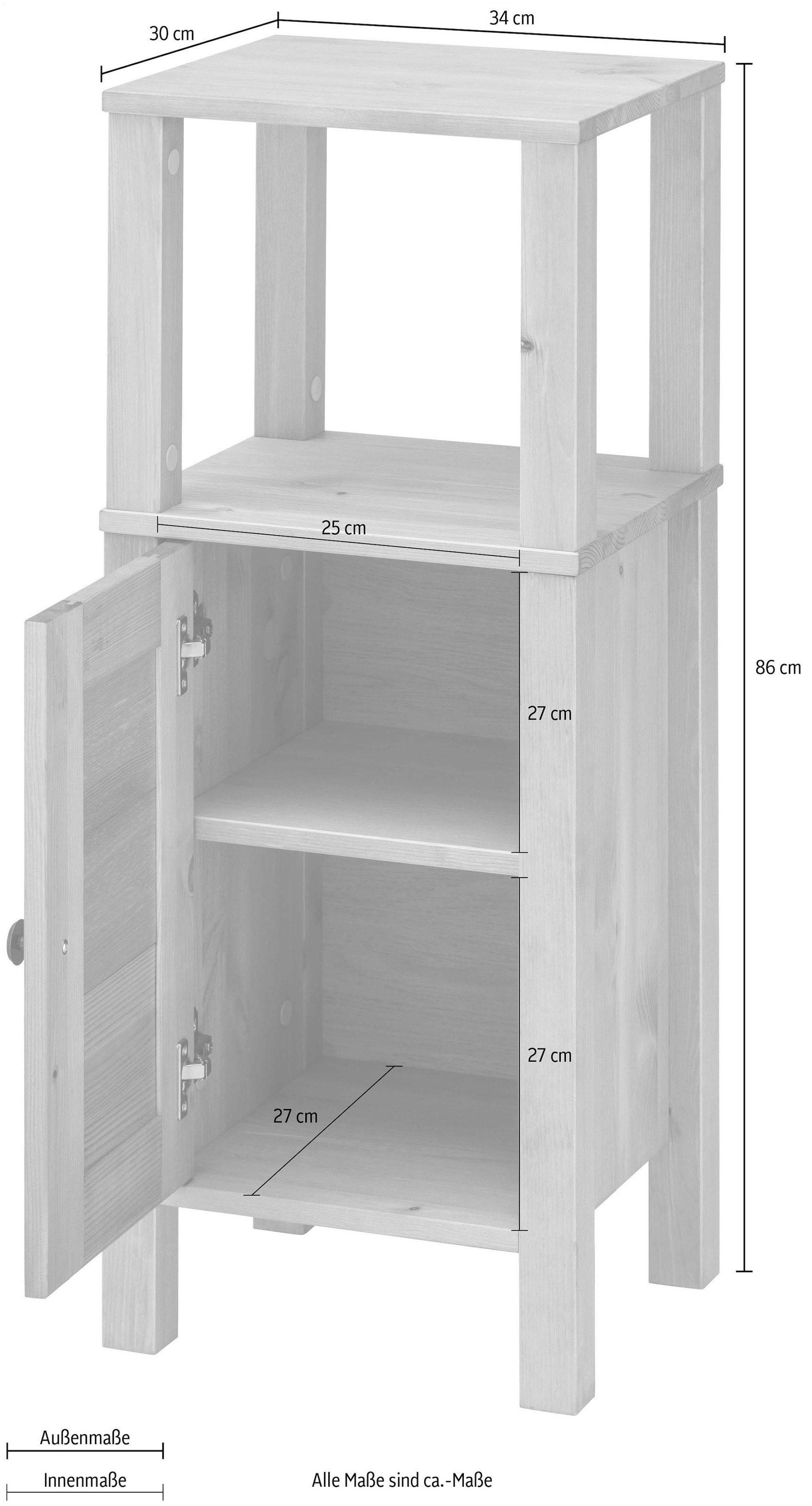 GOODproduct Unterschrank »Ayanna« aus Massivholz, FSC®, Lamellenfront, Breite 34 cm