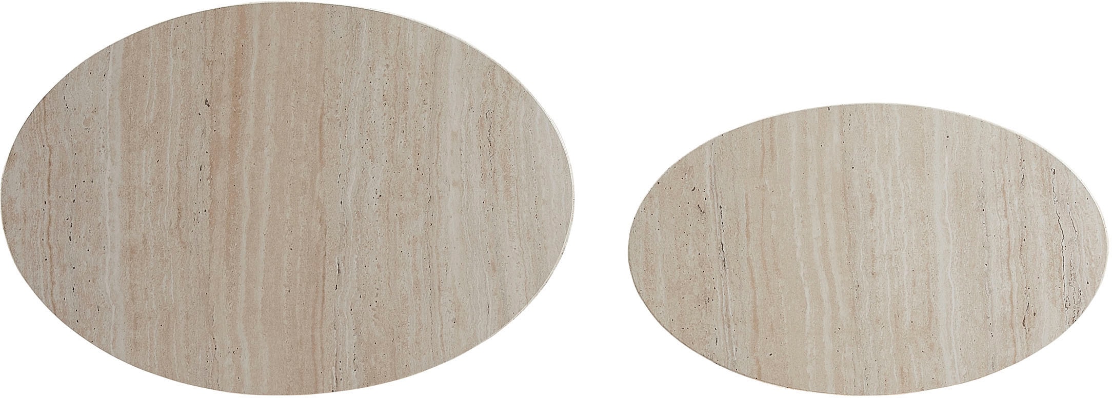 SalesFever Couchtisch »Almeria - Stilvoller Wohnzimmer- und Beistelltisch« Set, 2er Set, 2 Stk. tlg. oval, in Travertinoptik