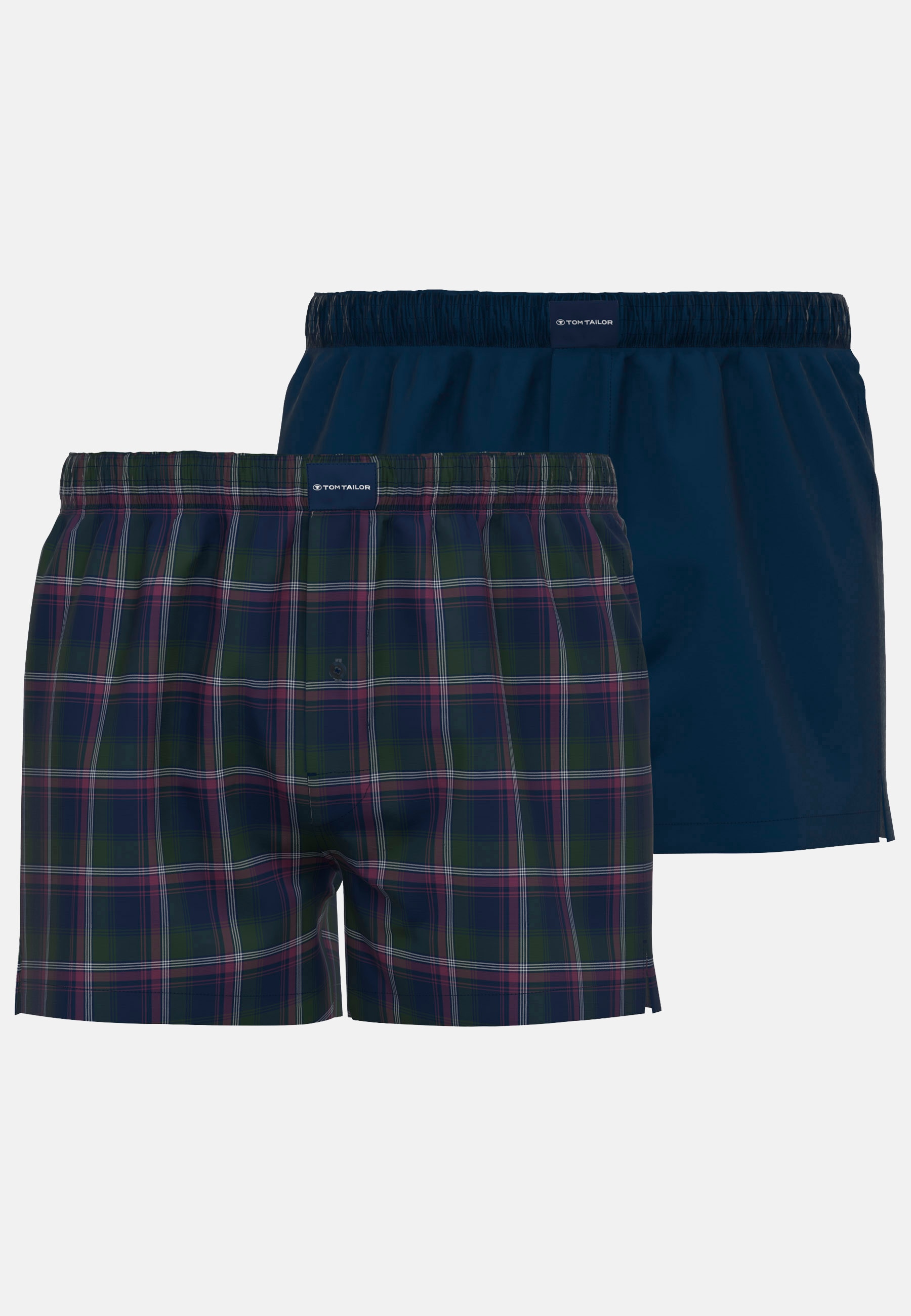 TOM TAILOR Boxershorts »Milos« 2er Pack,  bequem, leicht, Logopatch, basic, kariert, Baumwolle