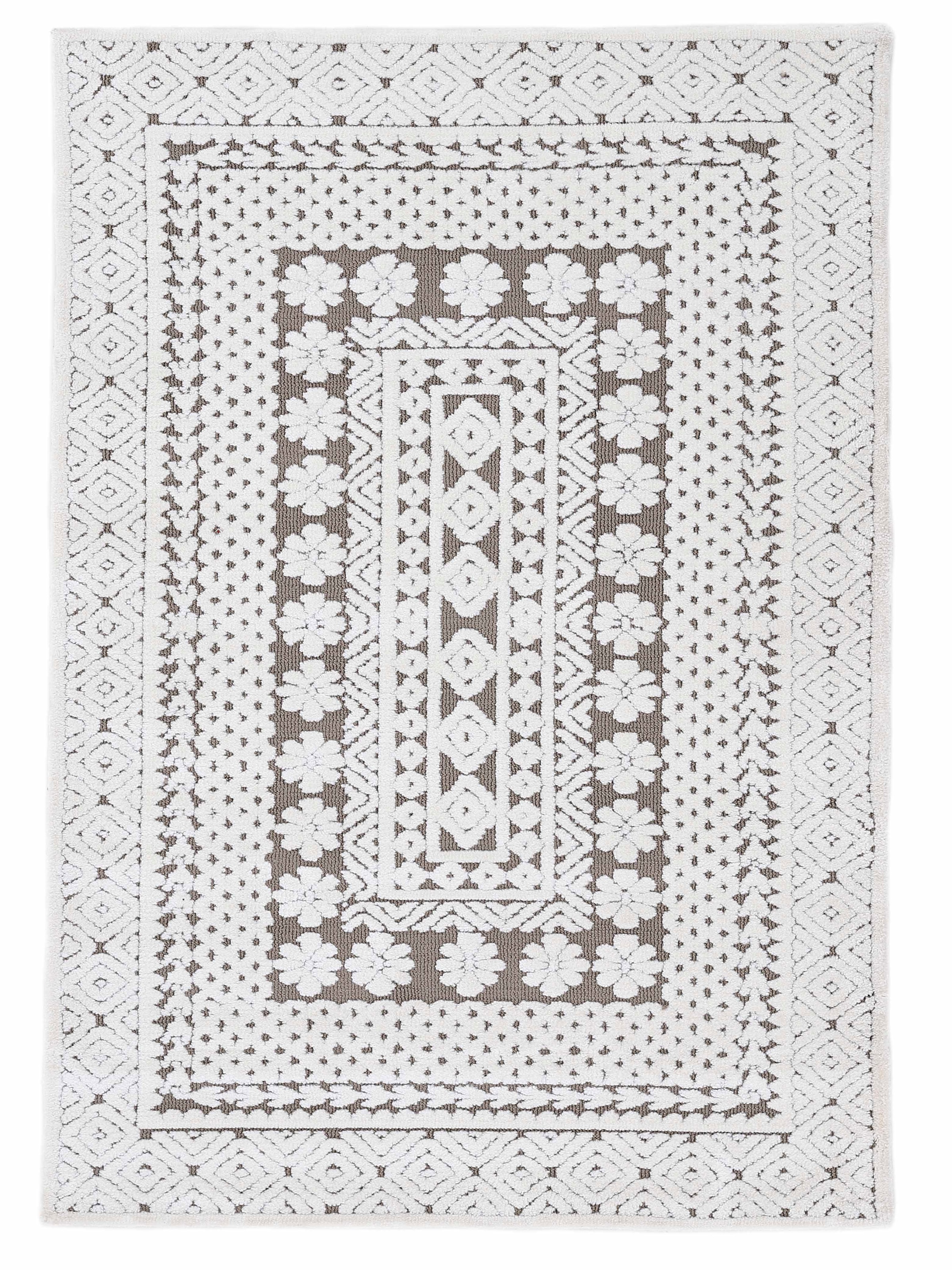 carpetfine Tapis »Holly 1« Rectangulaire 12 mm Höhe Blumen Motiv, Hoch-Tief Struktur, Wohnzimmer