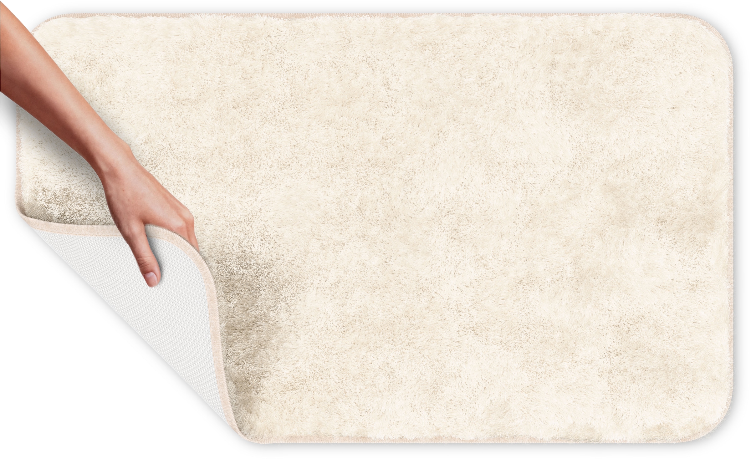 Grund Badematte »Melos, Badvorleger, Badezimmer Teppich, sehr weich« Höhe 27 mm rutschhemmend beschichtet fussbodenheizungsgeeignet melierte Optik, sehr weicher Flor, Melange-Effekt, Made in Europe