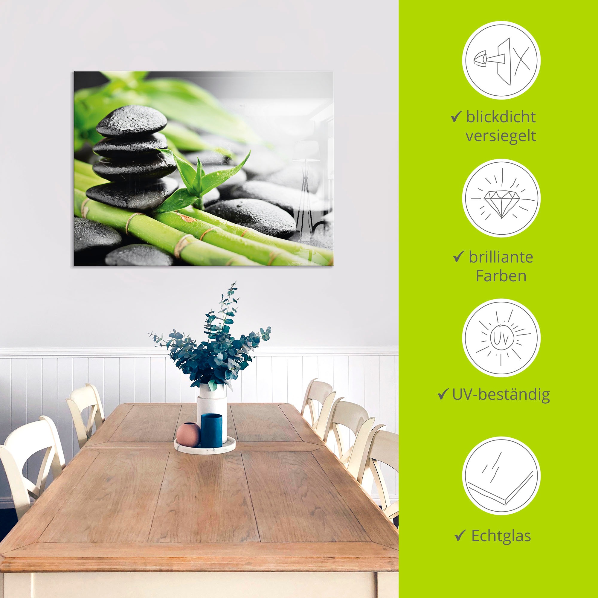 Artland Glasbild »Wachstum - Lavasteine Bambus« Zen 1 Stk. tlg. in verschiedenen Grössen