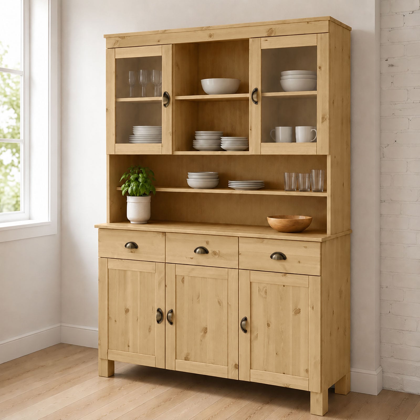 Home affaire Armoire basse »Oslo« 125 cm de large, 38 cm de profondeur, en buffet, 3 portes, 2 tiroirs