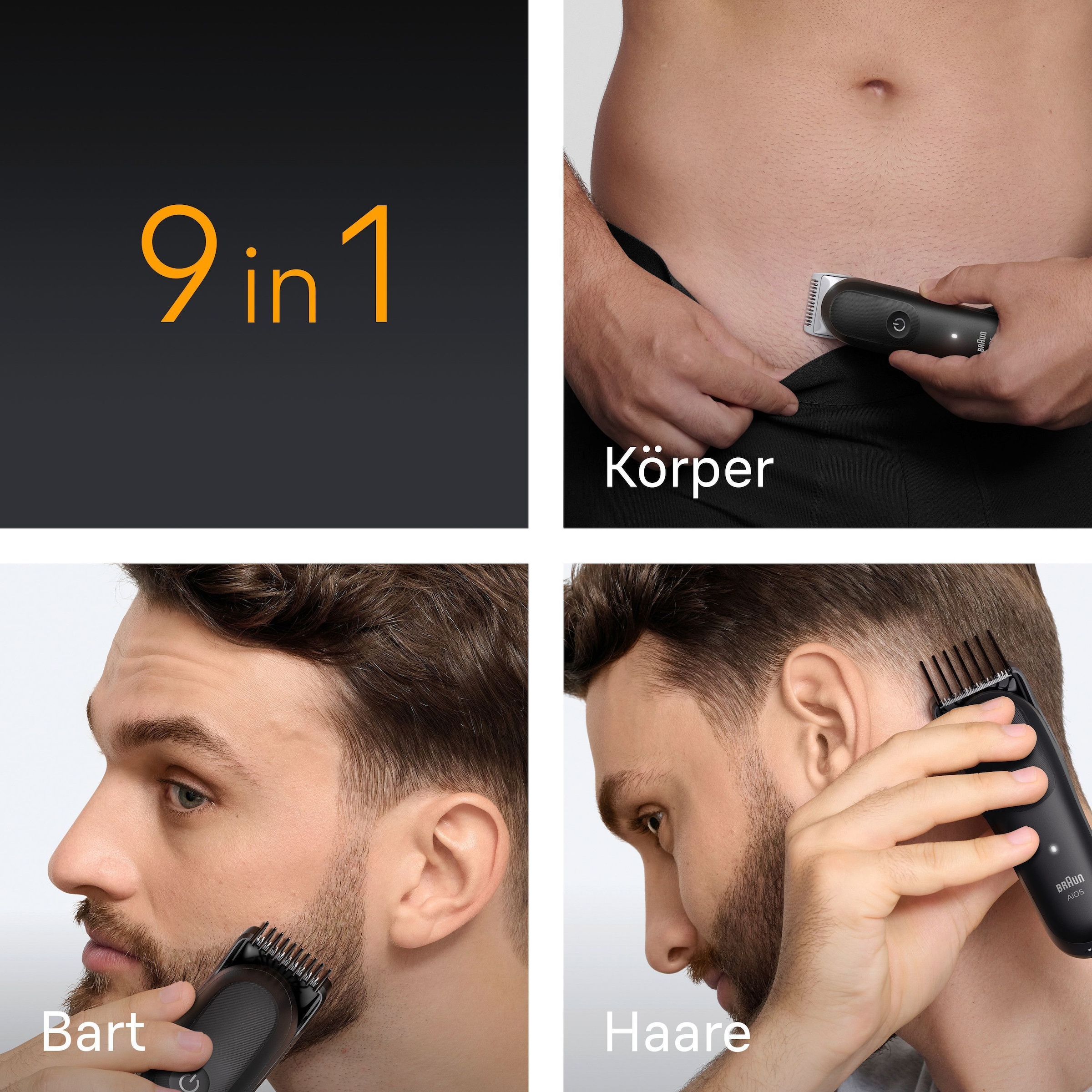 Braun Haarschneider »Braun All-in-One Series 5, 9-in-1 Set« ultrascharfe Klinge, 120 Min Akku, SkinGuard-Technologie