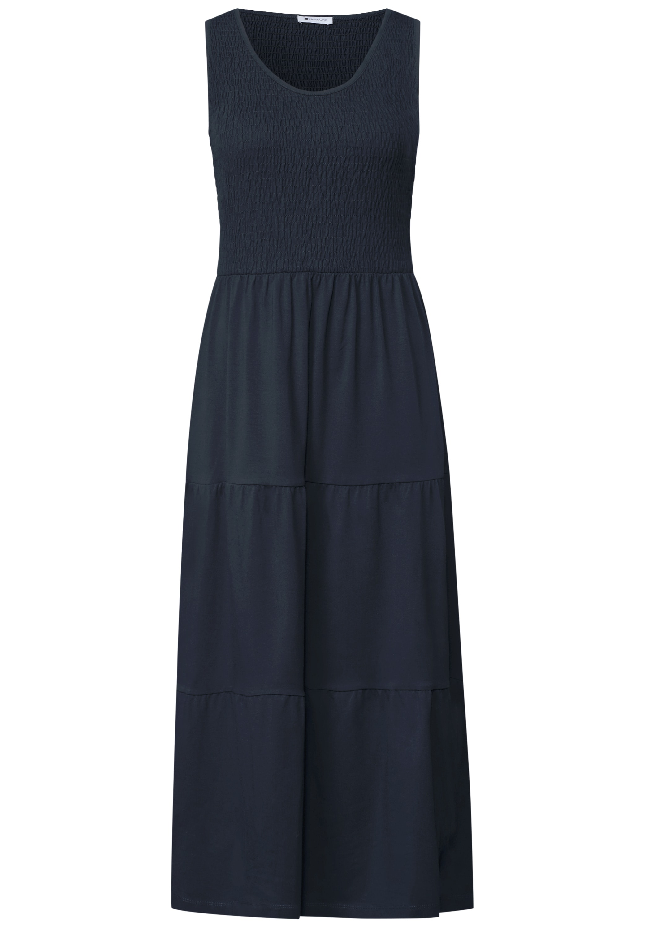 STREET ONE Midikleid Ohne Taschen Sommerkleid mit Smok-Oberteil
