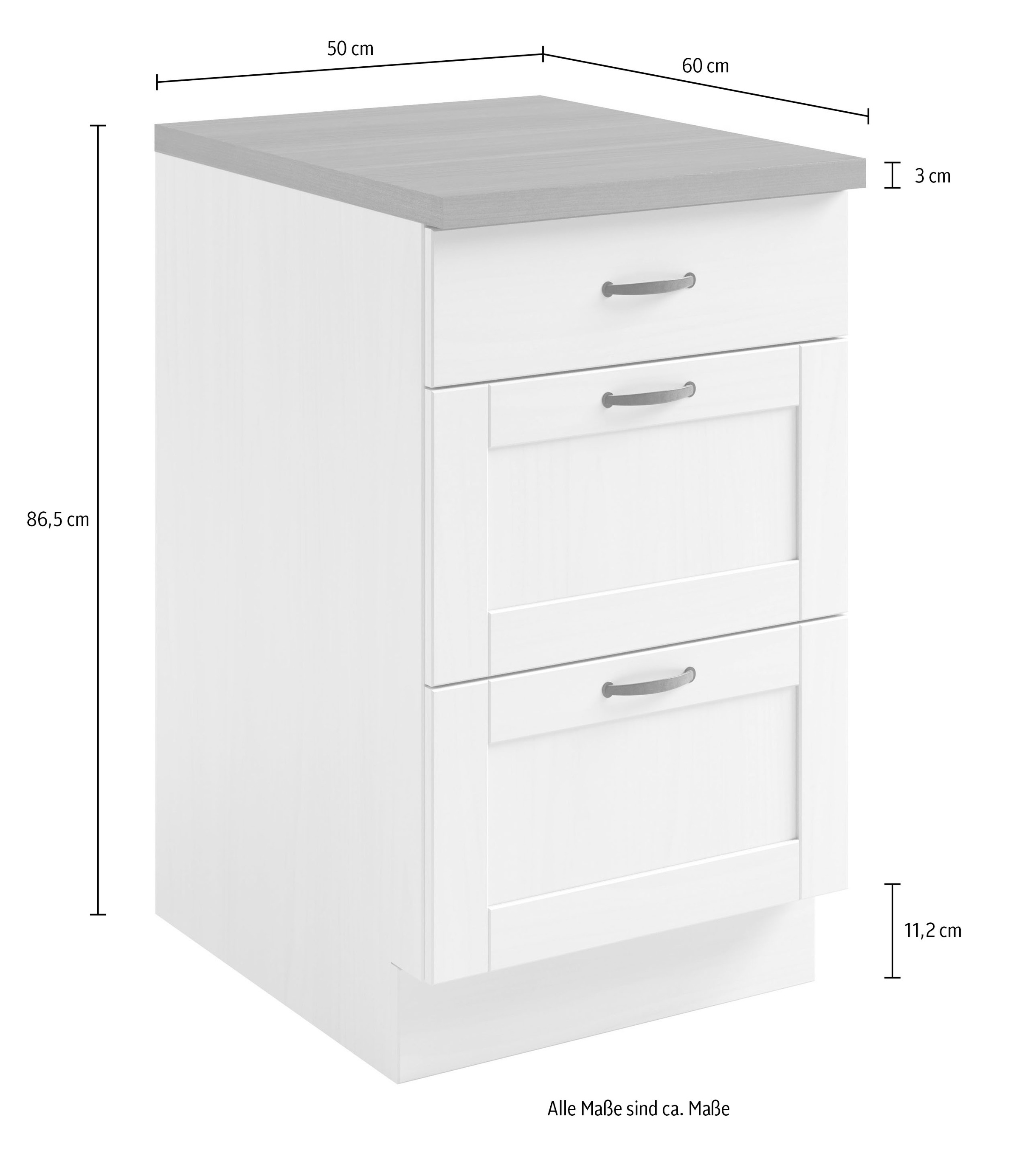 Home affaire Unterschrank »Teramo« Breite 50 cm, mit 3 Schubkästen