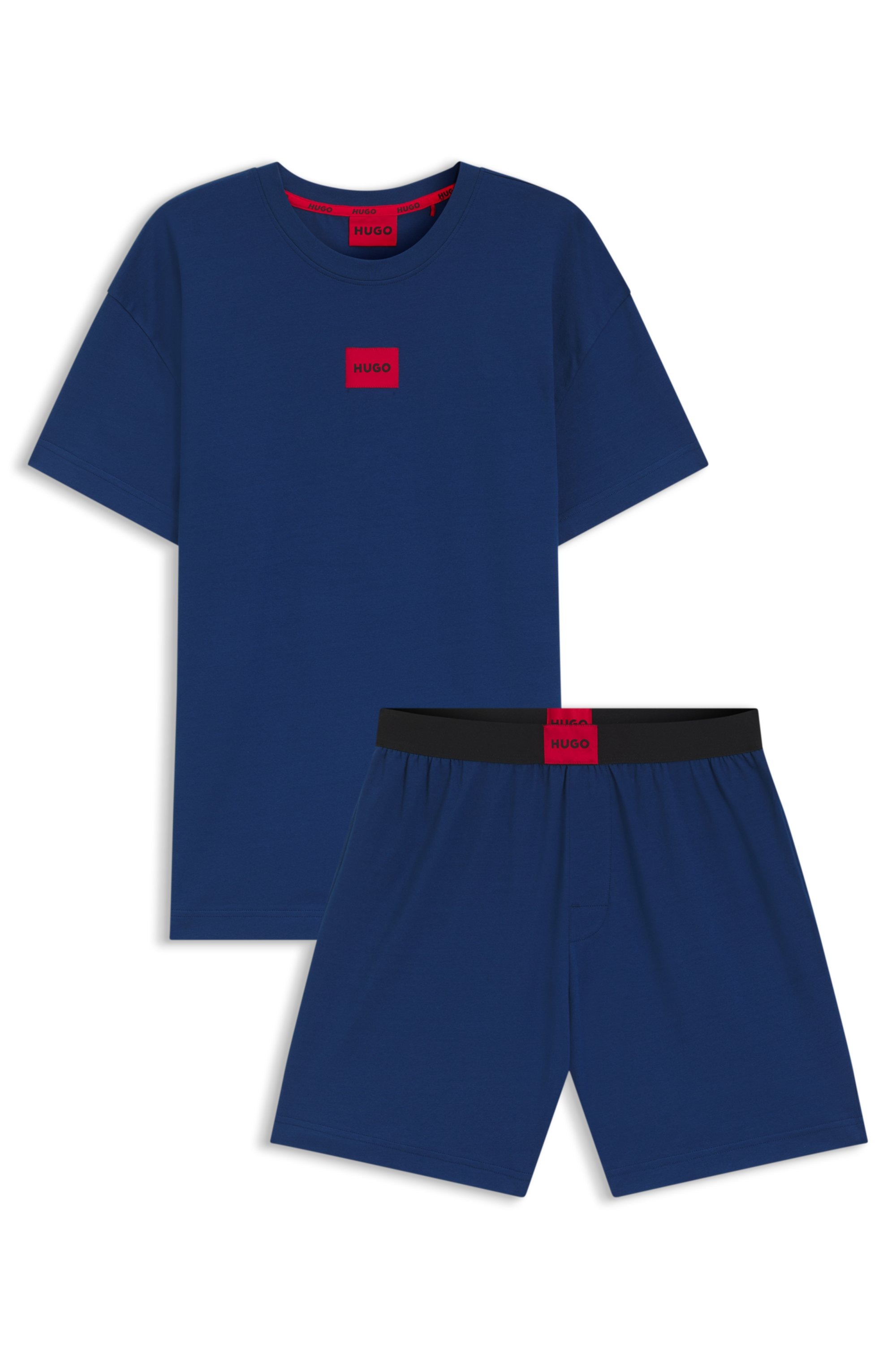 HUGO Underwear Pyjama »GALAXY SHORT SET« Ensemble, 2 avec écusson HUGO, coton stretch, coupe régulière