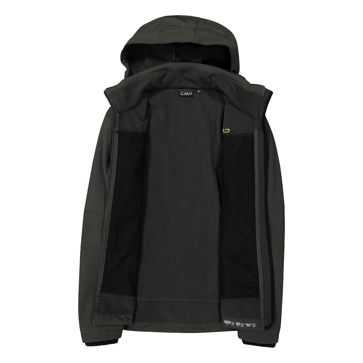 CMP Veste softshell avec capuche avec col montant, triple couche, déperlant, coupe-vent