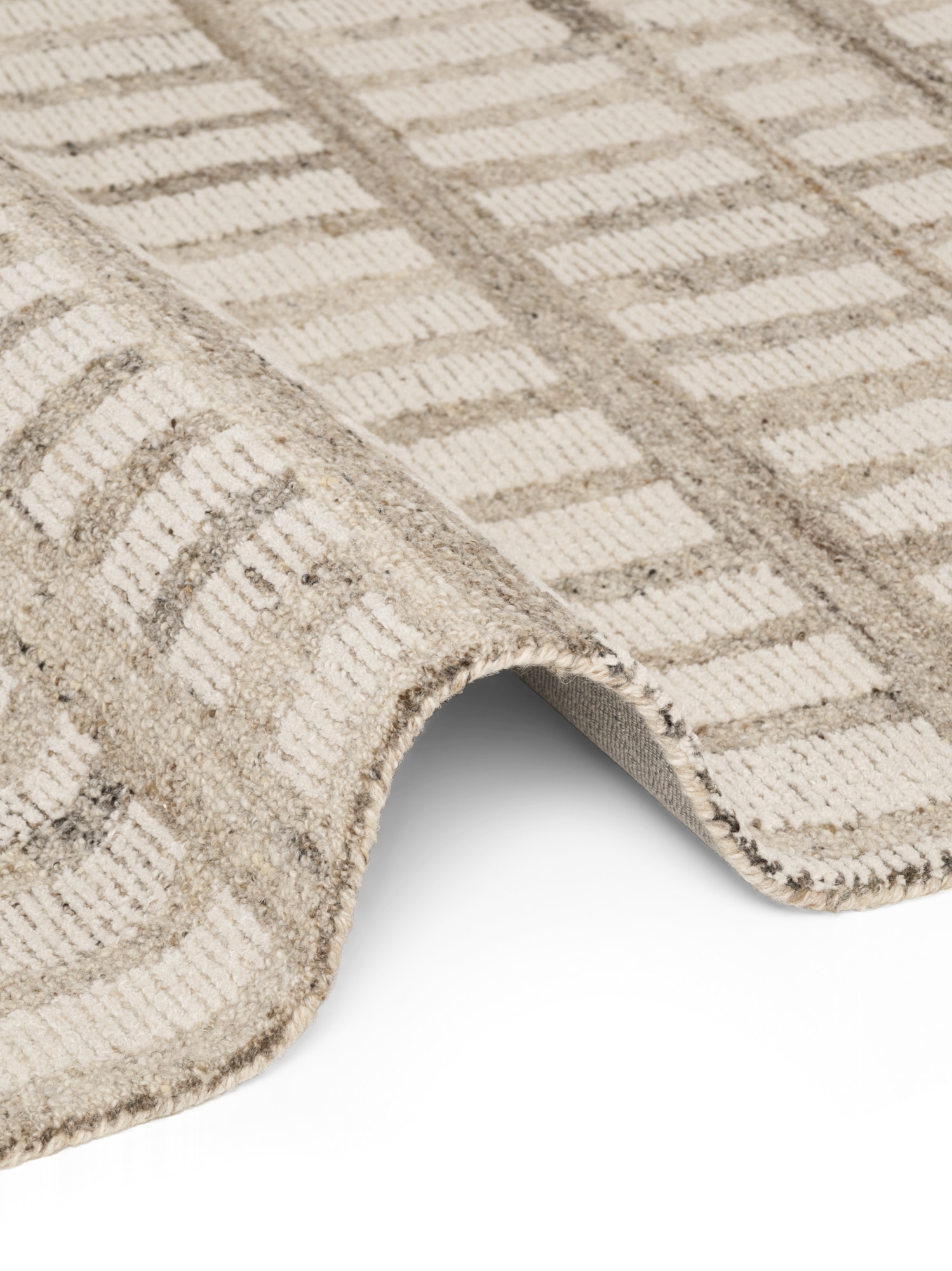 vikosa Tapis en laine »Linara« Rectangulaire 15 mm Höhe Handgemacht, Grafisch, Streifen, Natur, Wolle, Wohnzimmer,Schlafzimmer