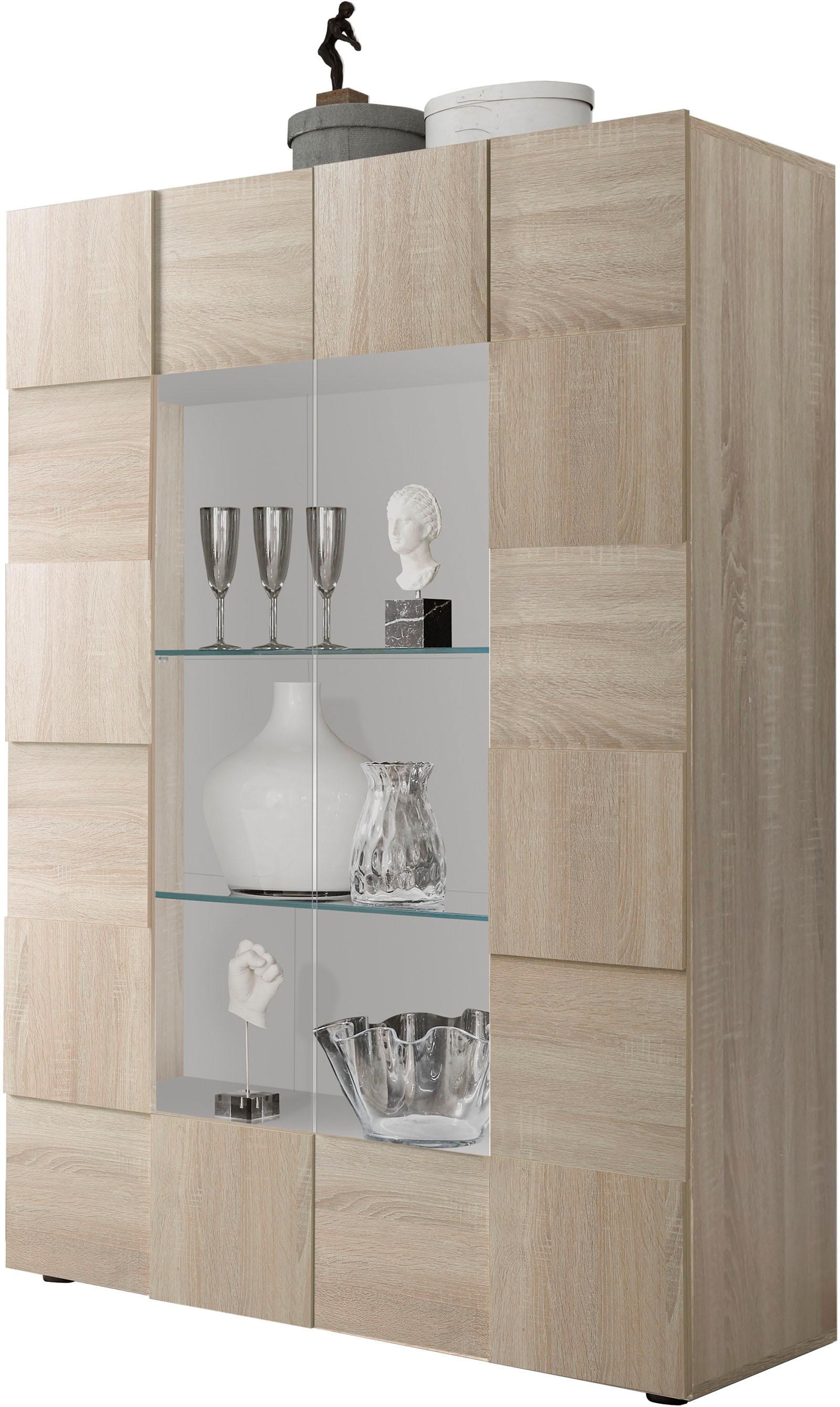 Home affaire Vitrine »Dama Höhe 166 cm, Breite 121 cm, Stauraumvitrine mit 2 Türen,« Standvitrine - Front in 3D-Optik, viel Stauraum, verschiedene Farben