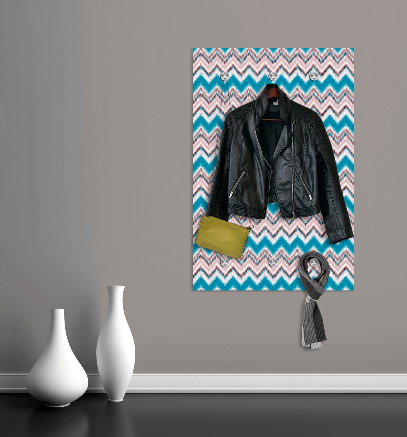 queence Garderobenleiste »Streifen« mit 6 Haken, 80 x 120 cm