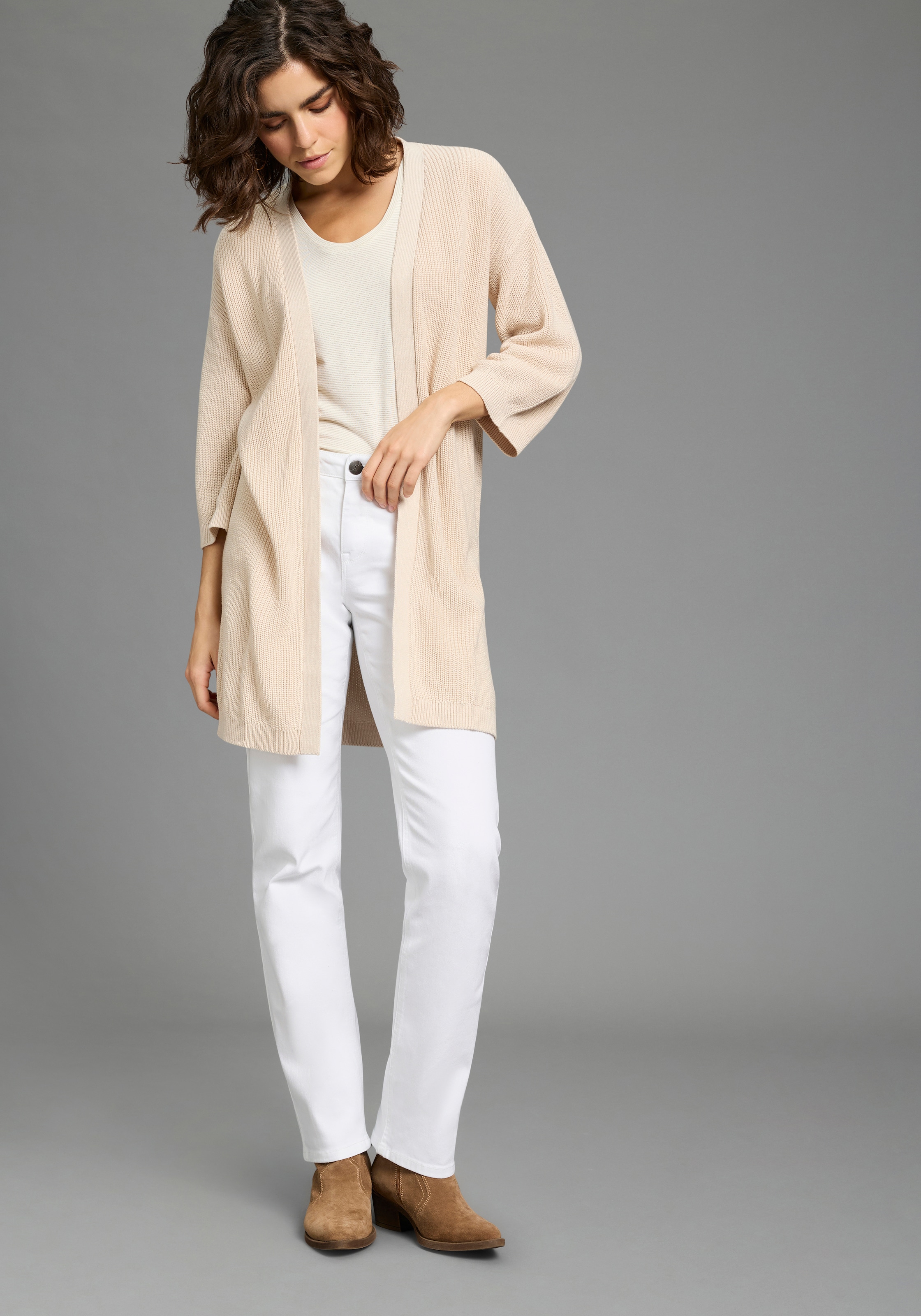 Laura Scott Veste en tricot mit lässigem Schnitt und 3/4 Ärmel