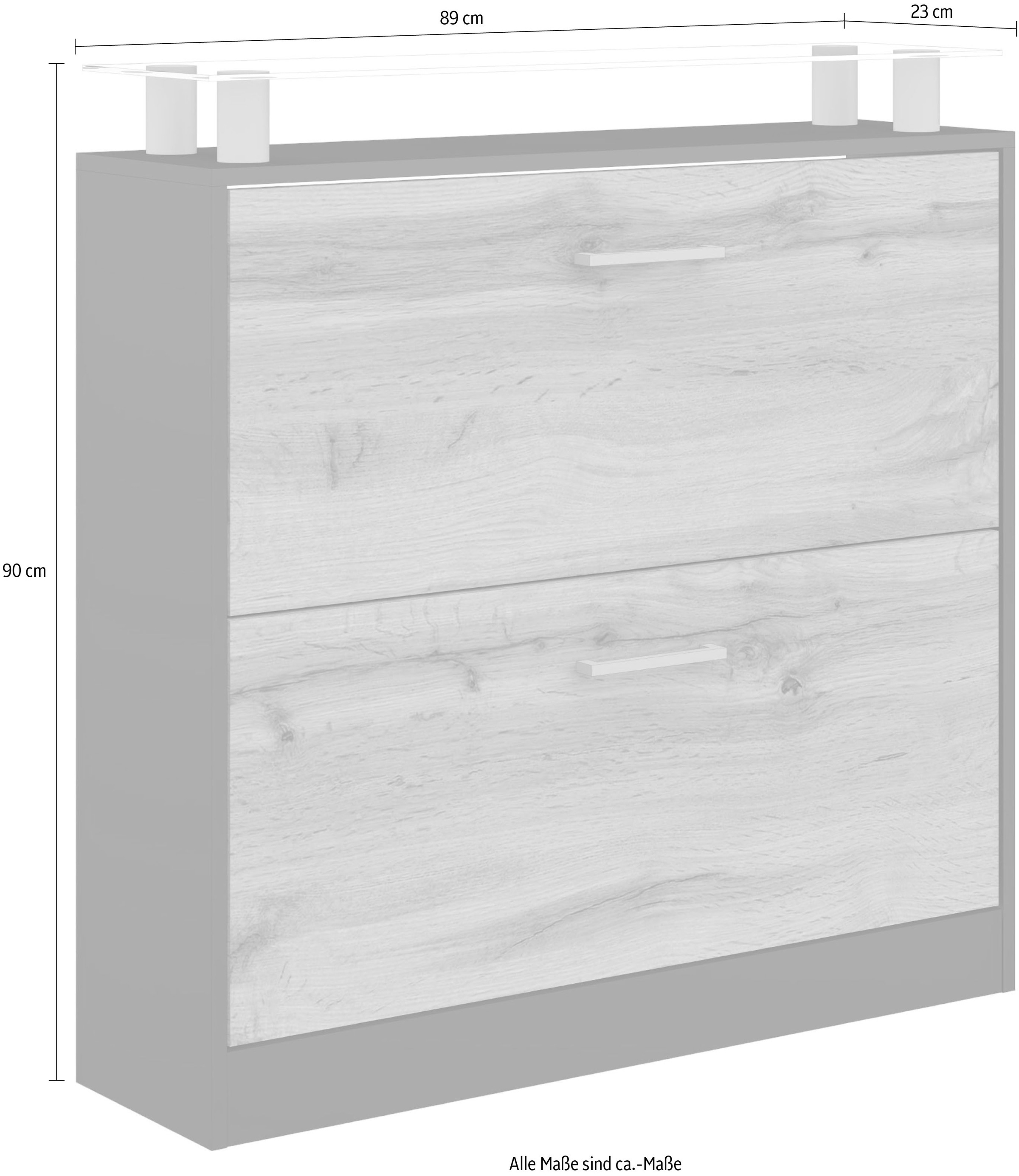 borchardt Möbel Armoire à chaussures »Finn, Schuhregal, Schuhkipper für 12-16 Paar Schuhe« Breite 89 cm, mit Glasablage