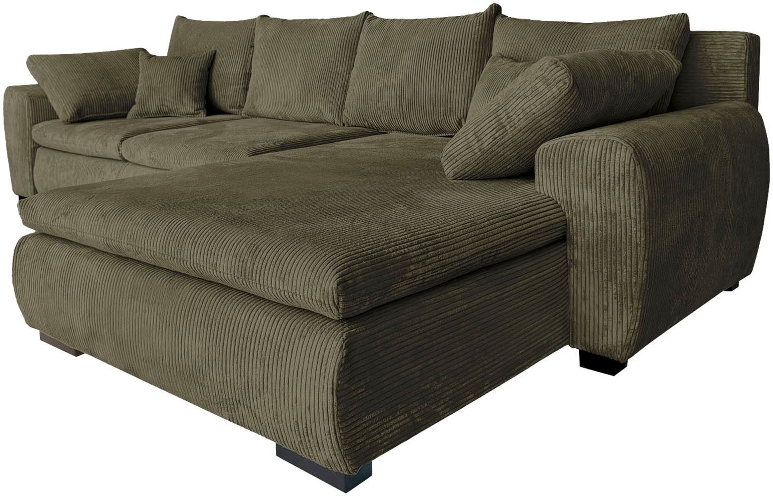 Home affaire Canapé d'angle »Cara Mia L-Form, B: 325 cm, XXL-Sofa mit 4 Zierkissen« avec fonction couchage et coffre à lit, surface allongée 145x270 cm