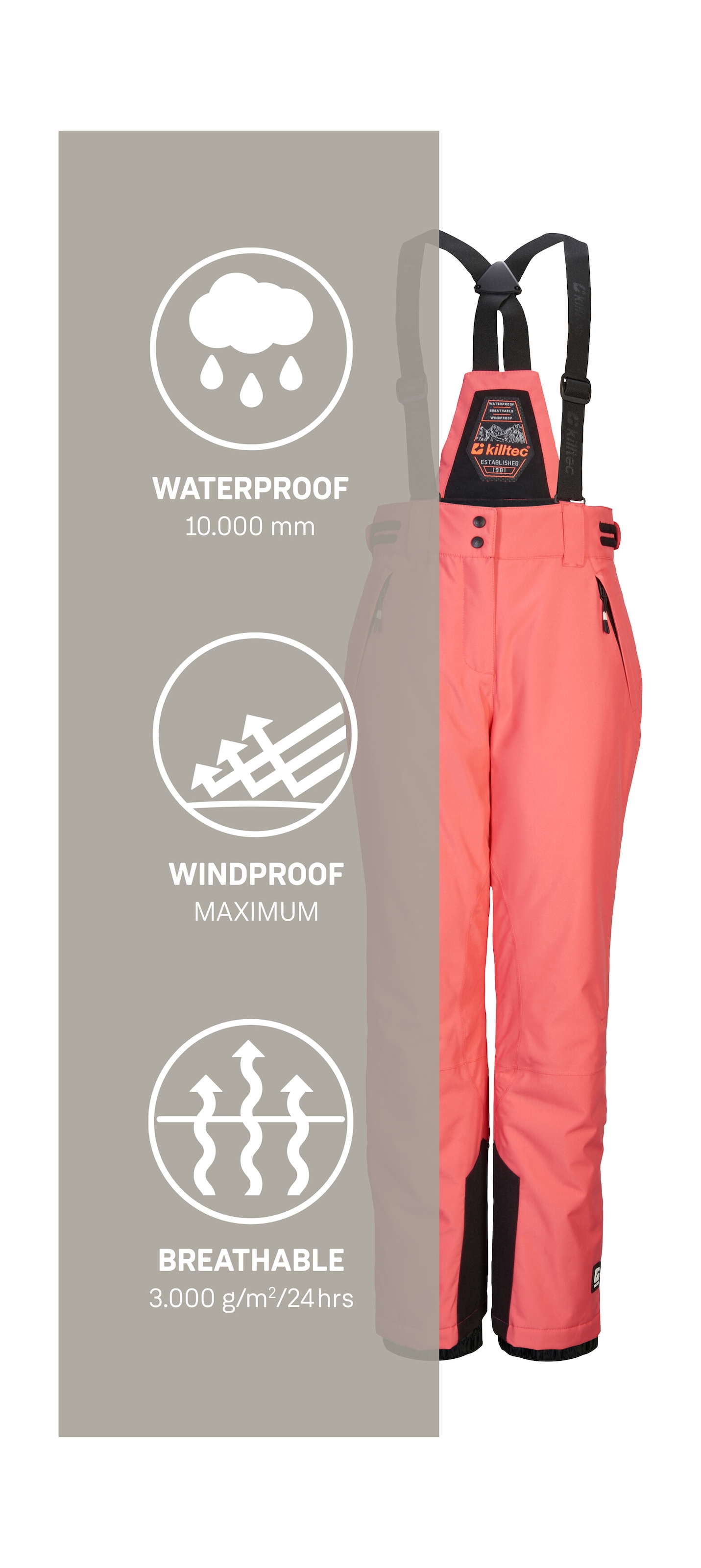 Killtec Pantalon de ski »KSW 213 GRLS SKI PNTS«  Pantalon de ski imperméable et respirant avec taille réglable