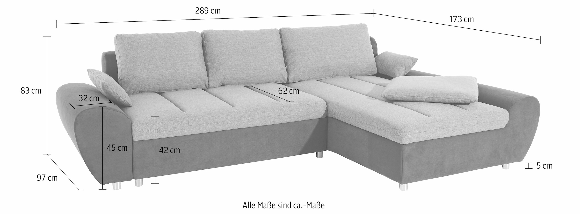 sit&more Ecksofa »Bandos L-Form« in 2 unterschiedlichen Grössen, wahlweise mit Bettfunktion