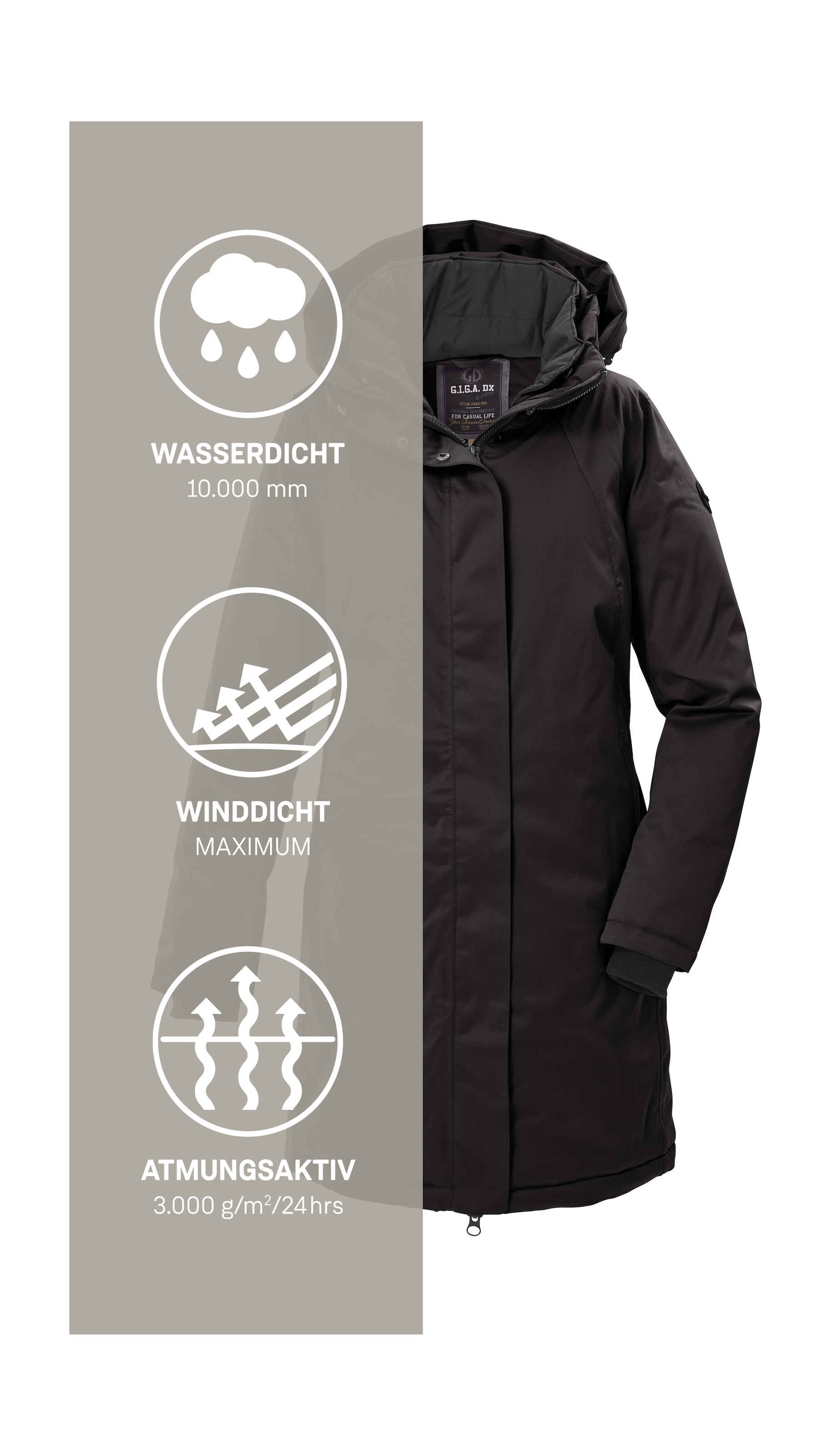 G.I.G.A. DX by killtec Parka »GW 93 WMN PRK« imperméable, respirant, fermeture éclair 2 voies