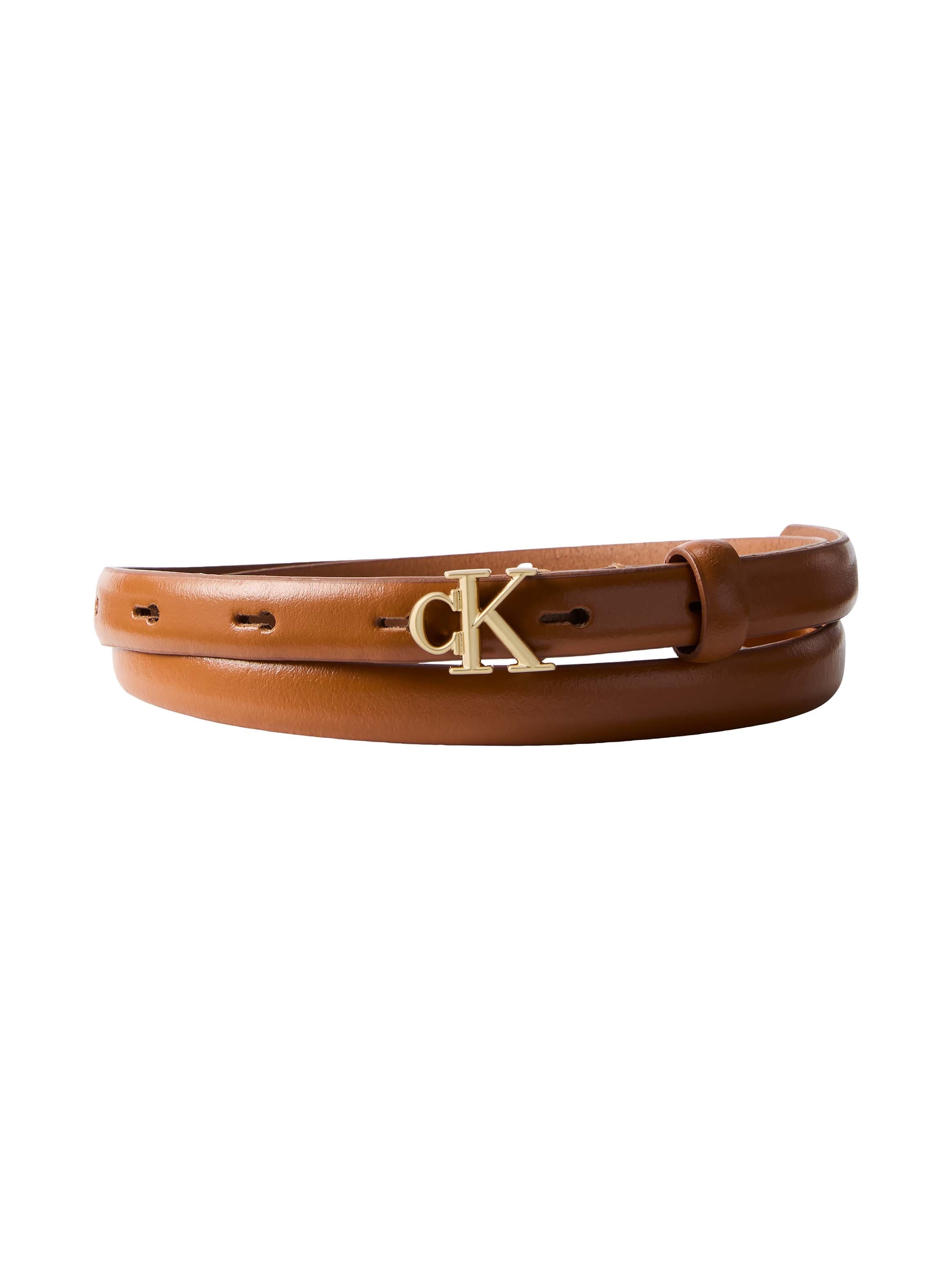 Calvin Klein Ceinture en cuir »ROUND CK BUCKLE 15MM BELT SMOOTH« Grössenverstellbar mit Metallschliesse