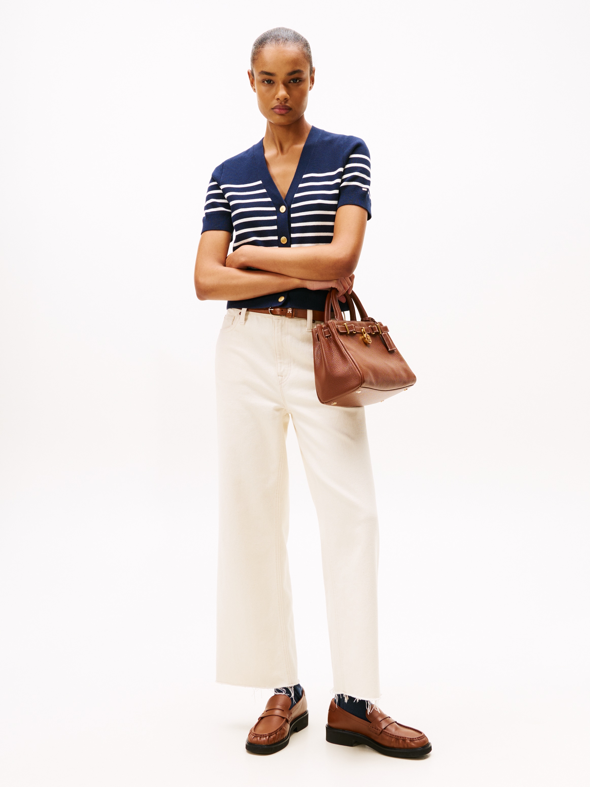 Tommy Hilfiger Veste en tricot »CO JERSEY MID GG GOLD BTN CARDI« mit goldfarbenen Knöpfen