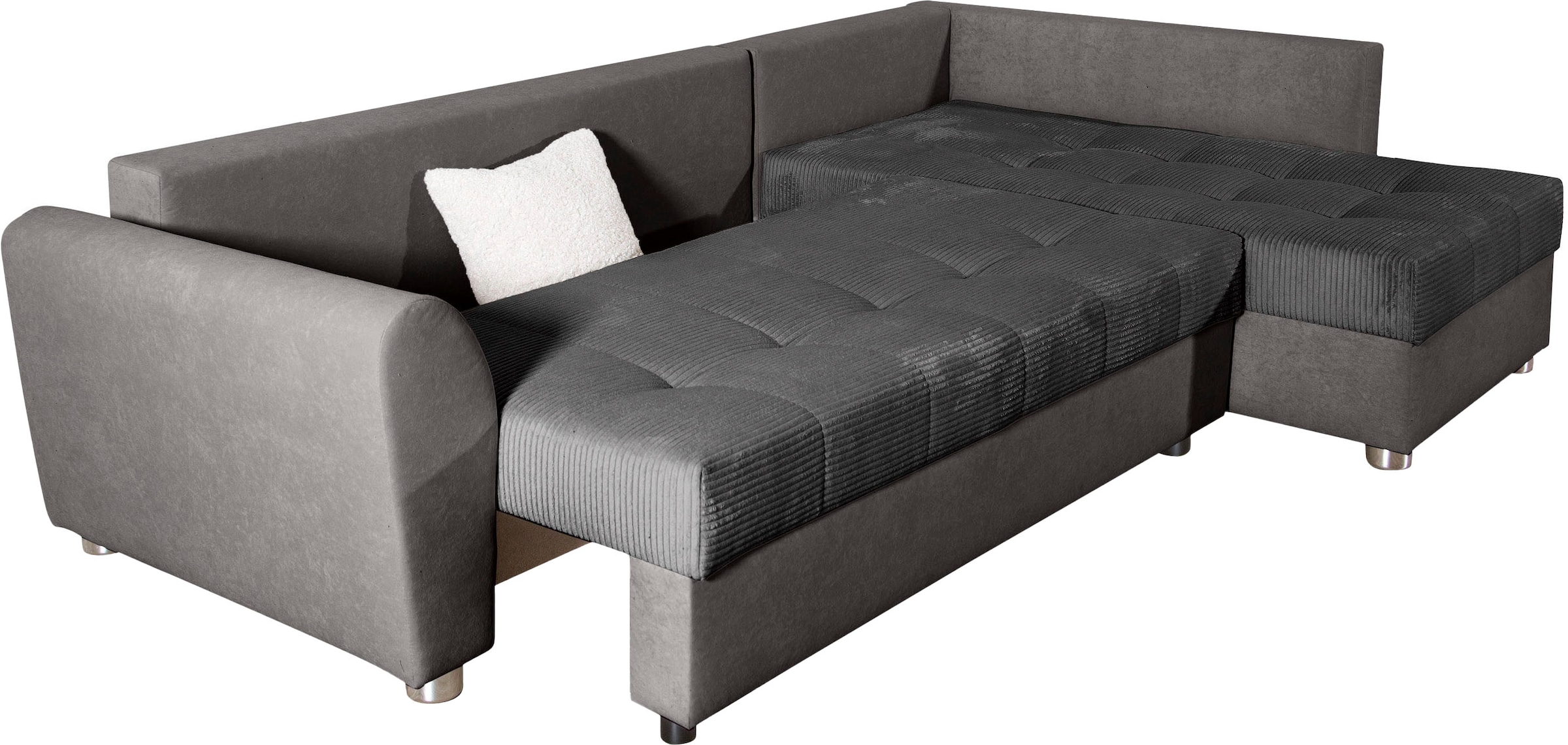 COLLECTION AB »Jana XL L-Form, B: 250 cm« Fonction couchage, coffre de lit et 1 coussin décoratif, ressorts ensachés