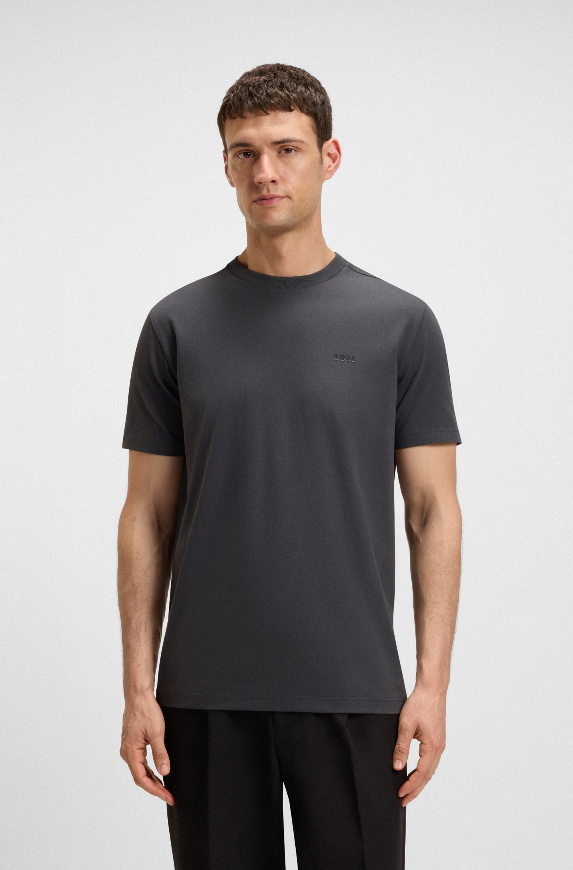 BOSS GREEN Rundhalsshirt »Tee« mit gummiertem Kontrast-Logo