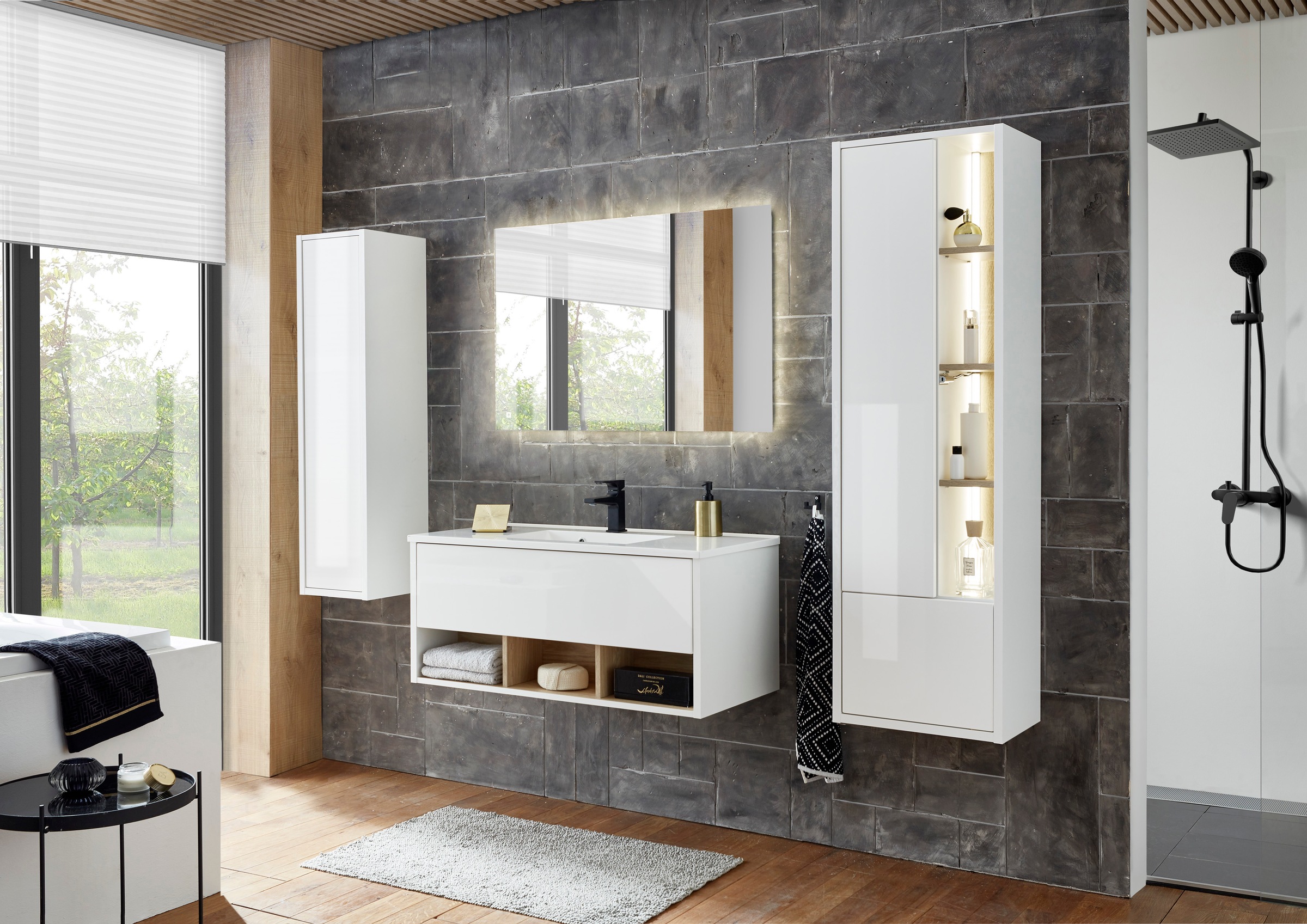 PLACES OF STYLE Badmöbel-Set »Studio Line, Bad im modernen Design, 4-teiliges Badezimmer« 4 Stk. tlg.