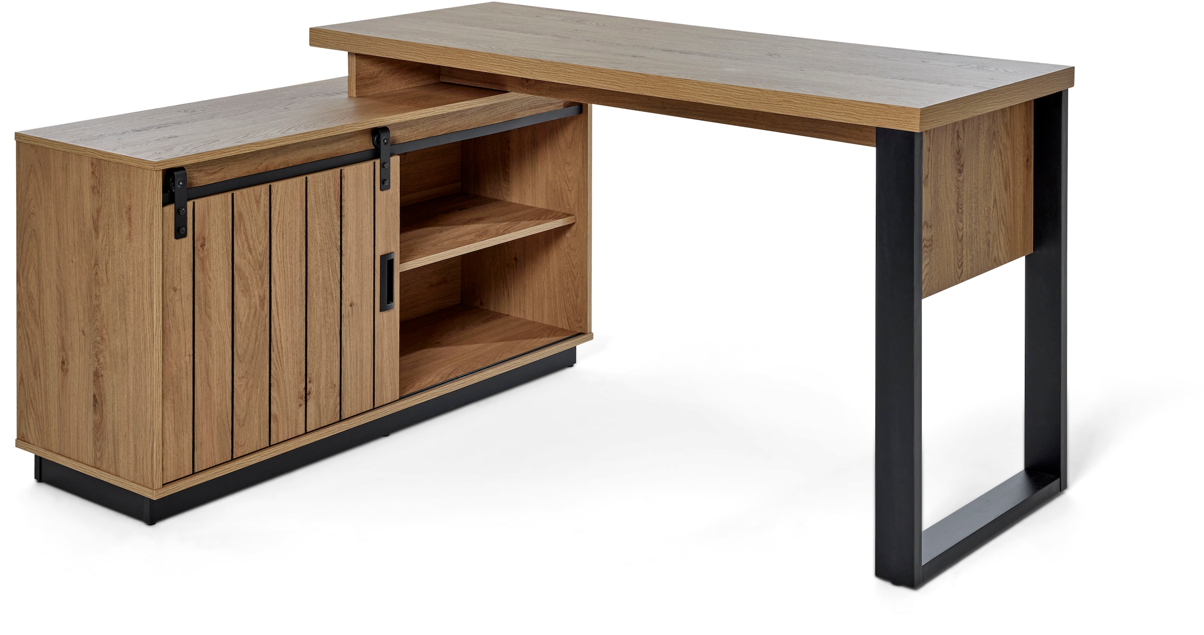 Jahnke Bureau d'angle »SLIDE C 150 E« 1 cuis tlg. montage réversible, avec porte coulissante, dimensions 150 x 116 cm