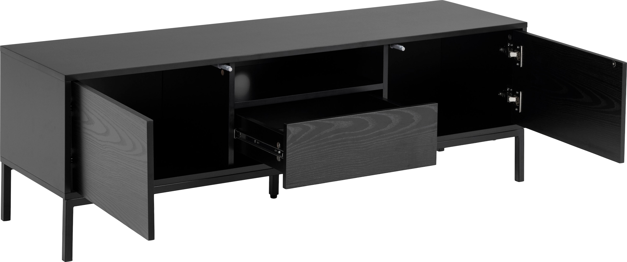 ACTONA GROUP Meuble TV 1 tiroir, 1 compartiment ouvert et 2 compartiments fermés, largeur 140 cm