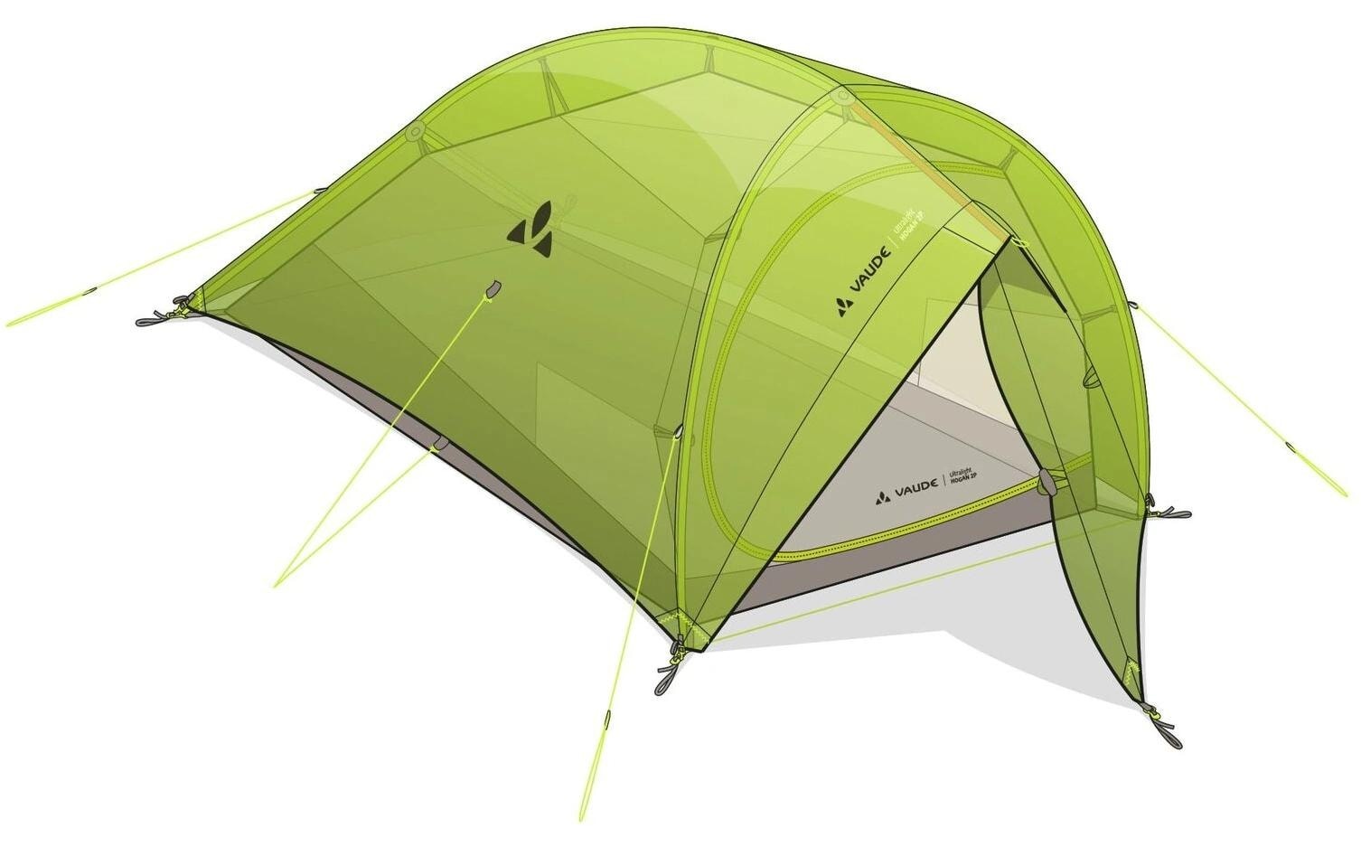 VAUDE Tente pour motards »Ultralight Hogan 2P wild lime« 2 Personen