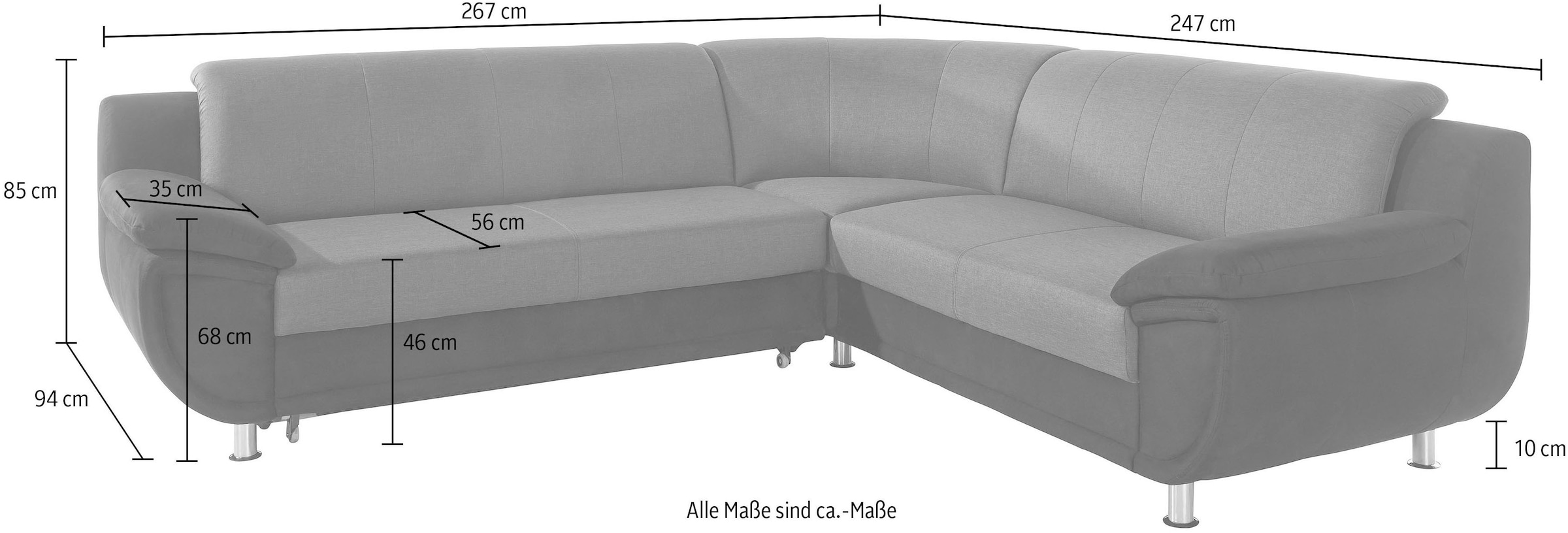 TRENDMANUFAKTUR Canapé d'angle »Rondo 3, zeitlos und modern, im Materialmix, L-Form« option ressort pour un grand confort d'assise, option fonction lit