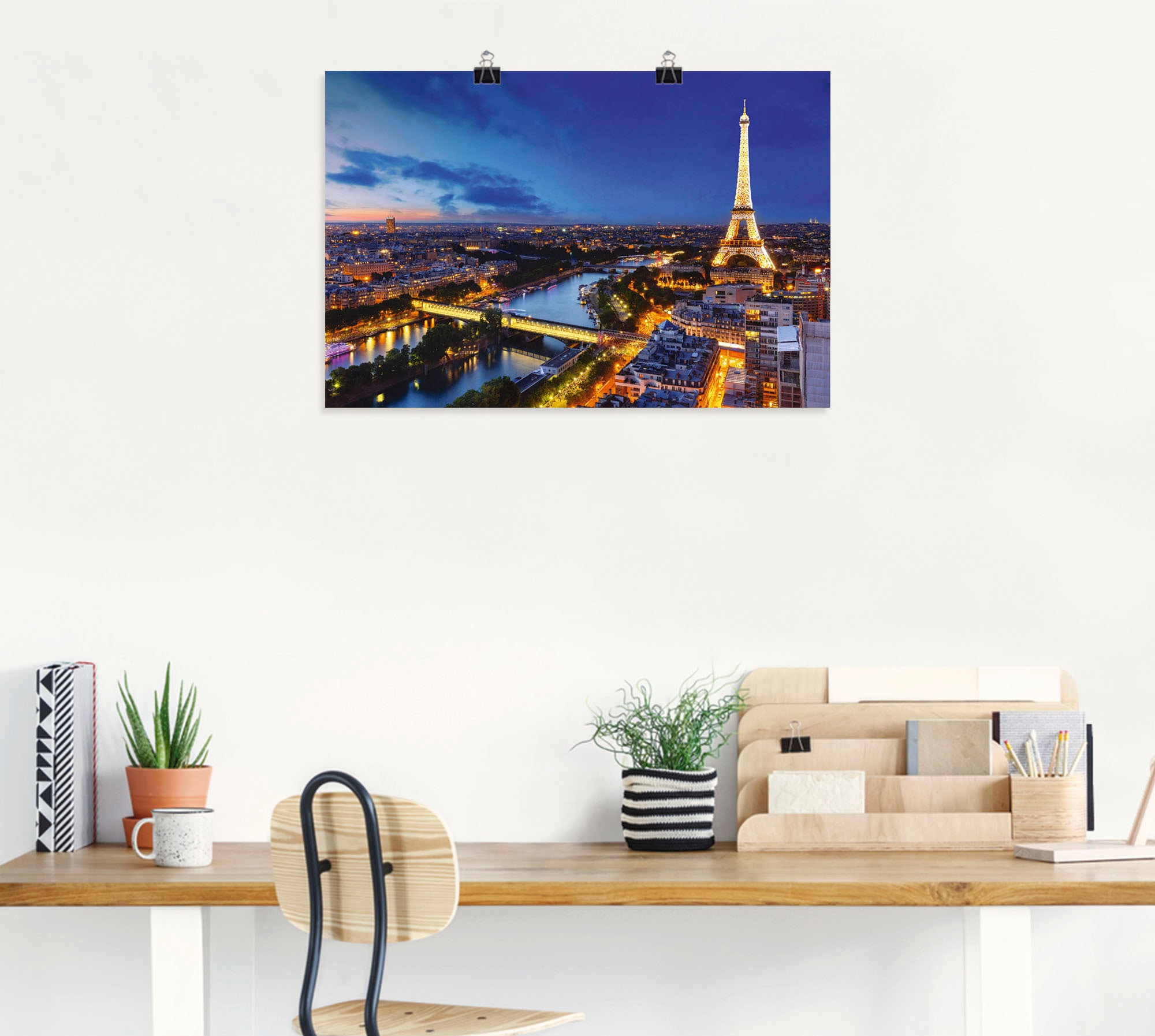 Artland Wandbild »Eiffelturm und Seine am Abend, Paris« Paris 1 Stk. tlg. als Alubild, Outdoorbild, Leinwandbild, Poster, Wandaufkleber