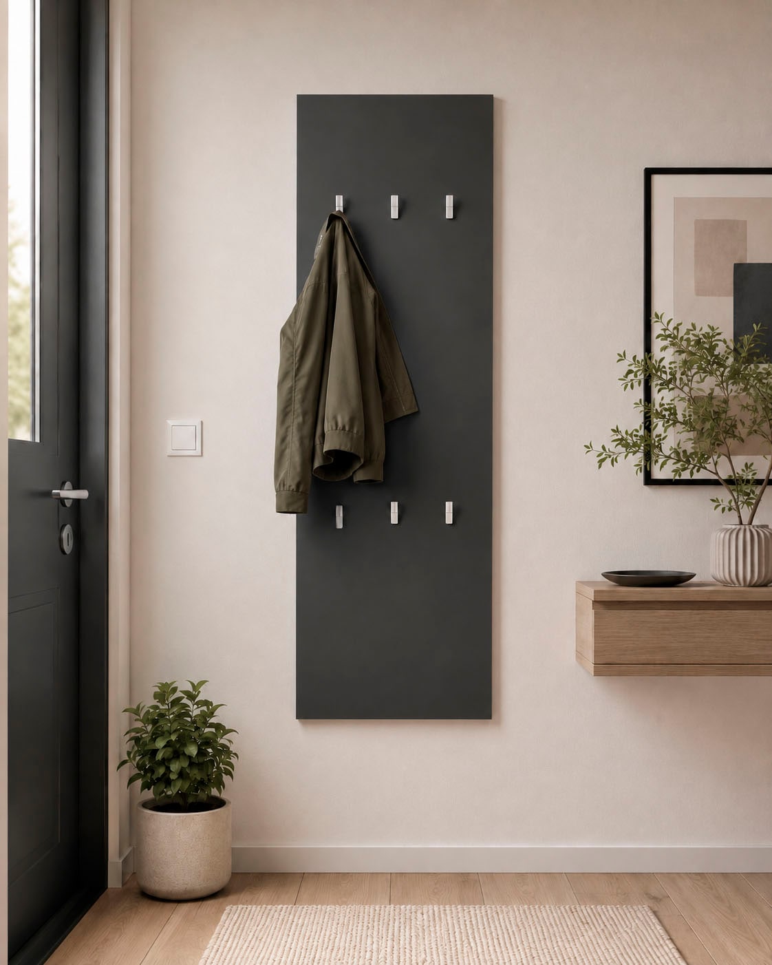 borchardt Möbel Garderobenpaneel »Vaasa, 123x45cm mit Metallhaken« Garderobe hängend, 6 Haken, Wandgarderobe