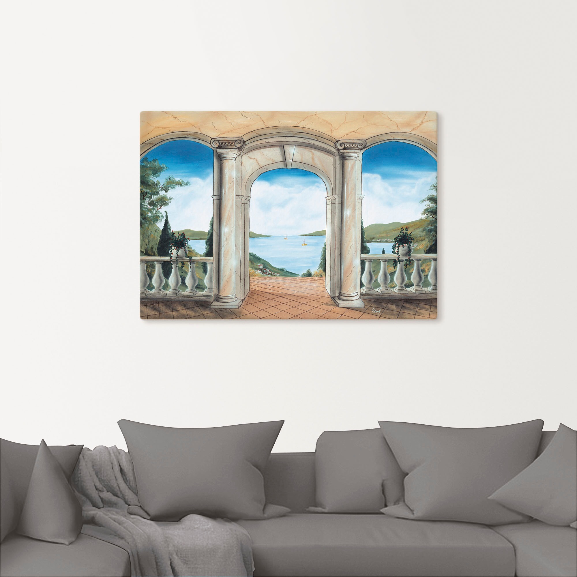 Artland Tableau sur toile »griechische Terrasse« 1 cuis tlg. auf Holzrahmen gespannt